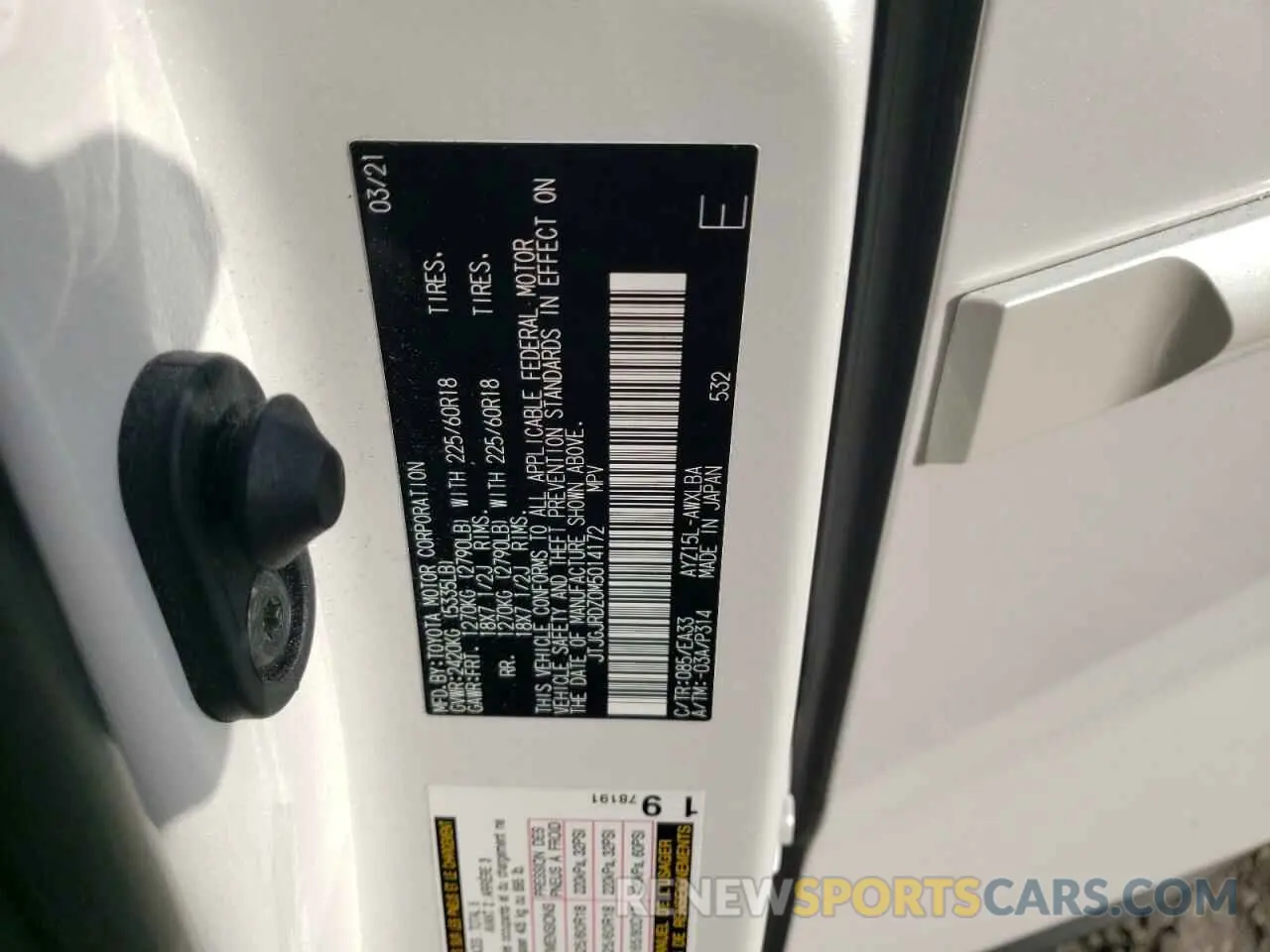 13 fotografías del automóvil dañado JTJGJRDZ0M5014172 LEXUS NX 2021