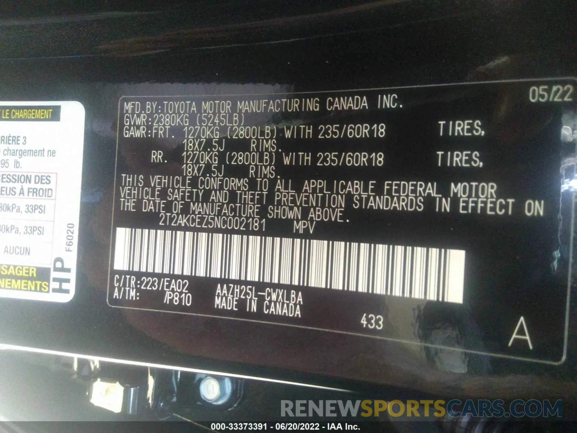 9 fotografías del automóvil dañado 2T2AKCEZ5NC002181 LEXUS NX 2022