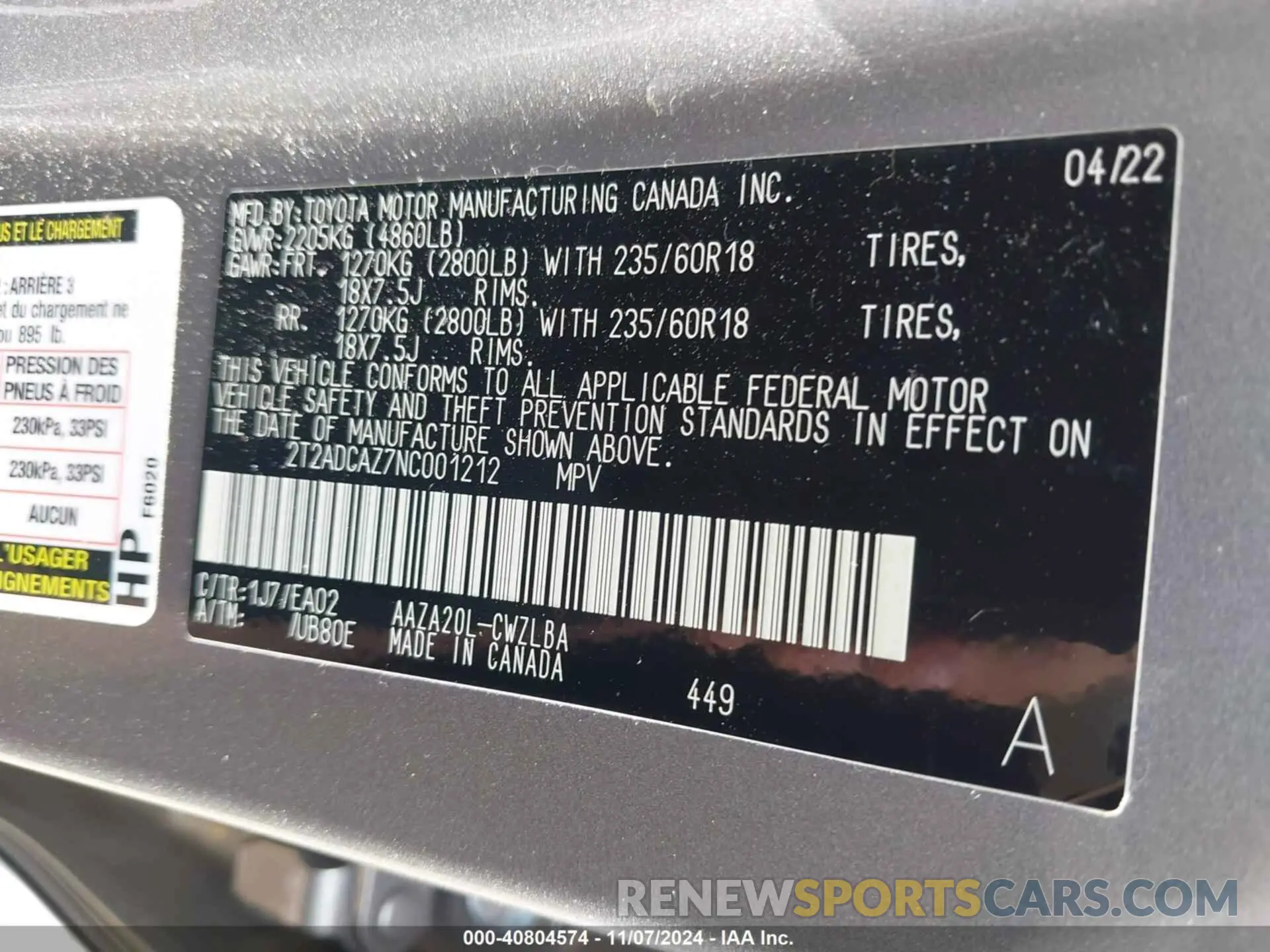 9 fotografías del automóvil dañado 2T2ADCAZ7NC001212 LEXUS NX 250 2022