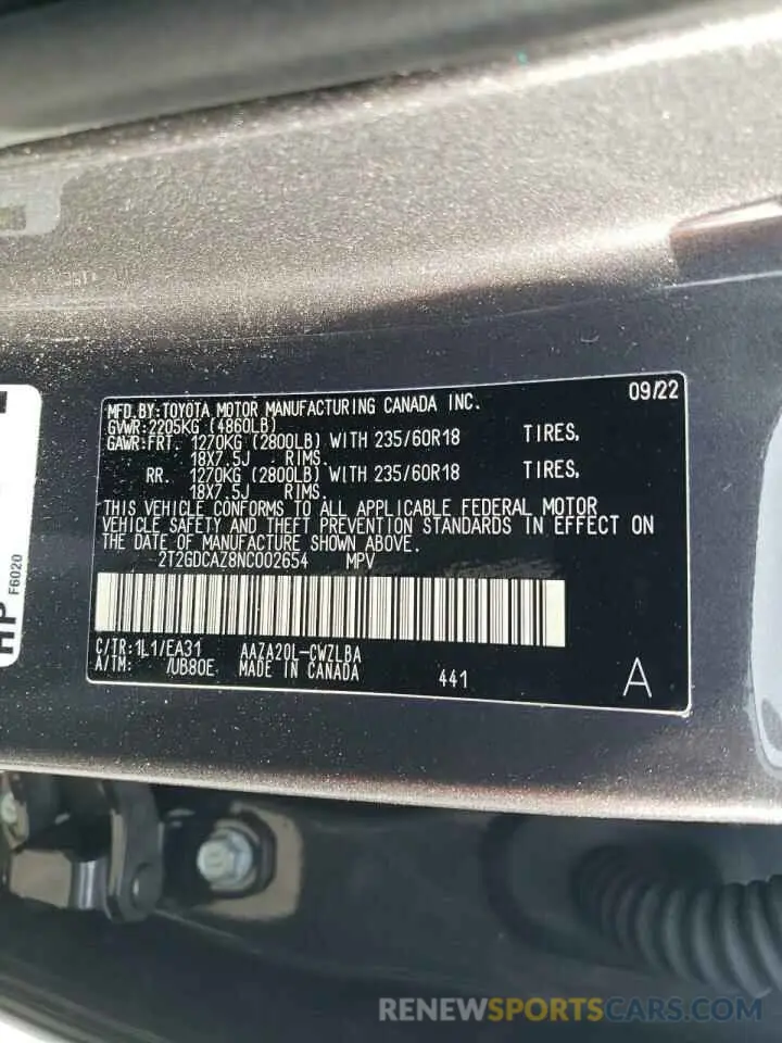 14 fotografías del automóvil dañado 2T2GDCAZ8NC002654 LEXUS NX 250 2022