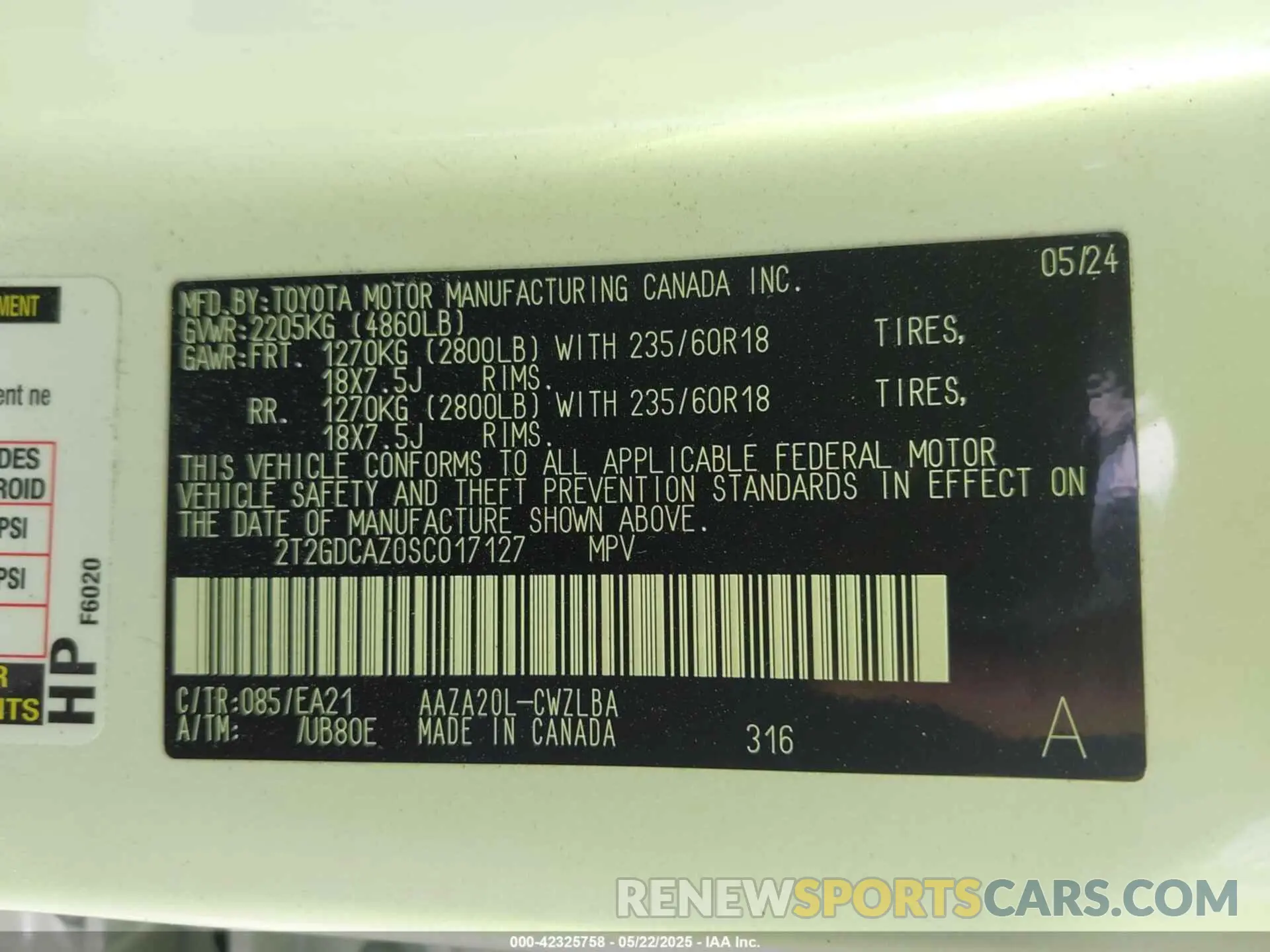 9 fotografías del automóvil dañado 2T2GDCAZ0SC017127 LEXUS NX 250 2025