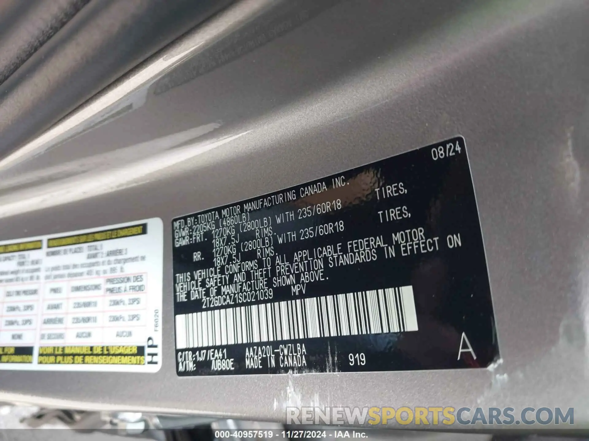 9 fotografías del automóvil dañado 2T2GDCAZ1SC021039 LEXUS NX 250 2025
