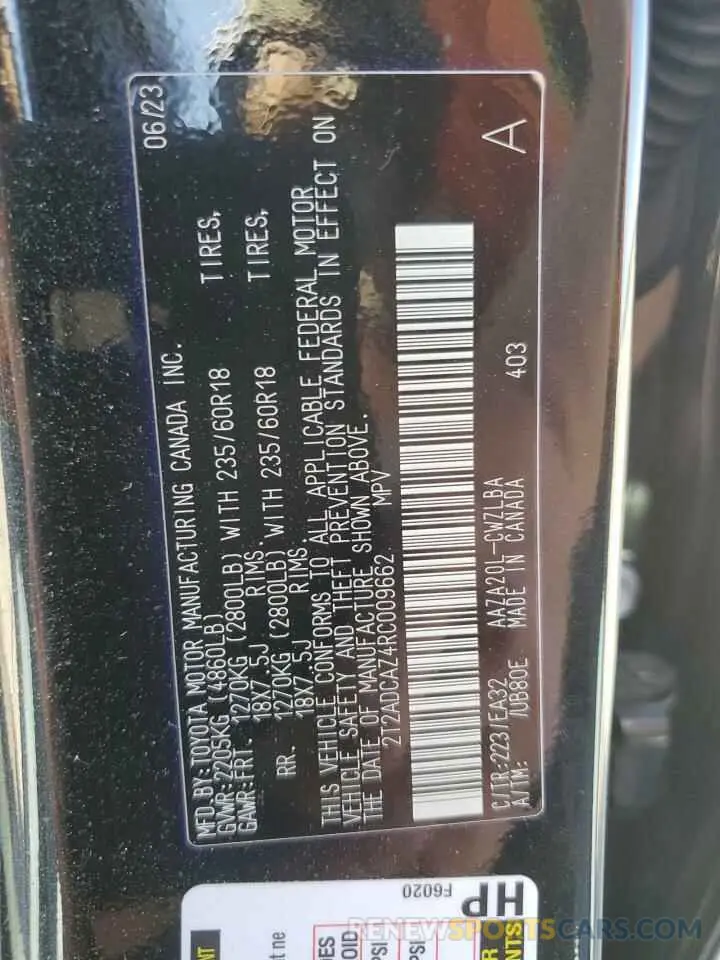 15 fotografías del automóvil dañado 2T2ADCAZ4RC009662 LEXUS NX 250 BAS 2024