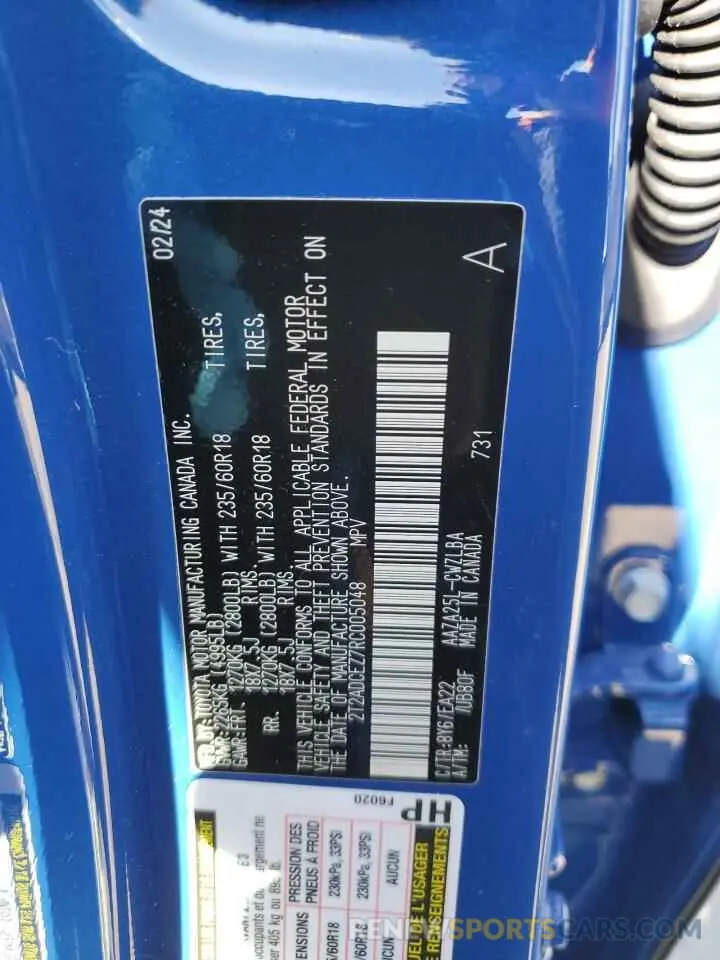 14 fotografías del automóvil dañado 2T2ADCEZ7RC005048 LEXUS NX 250 BAS 2024