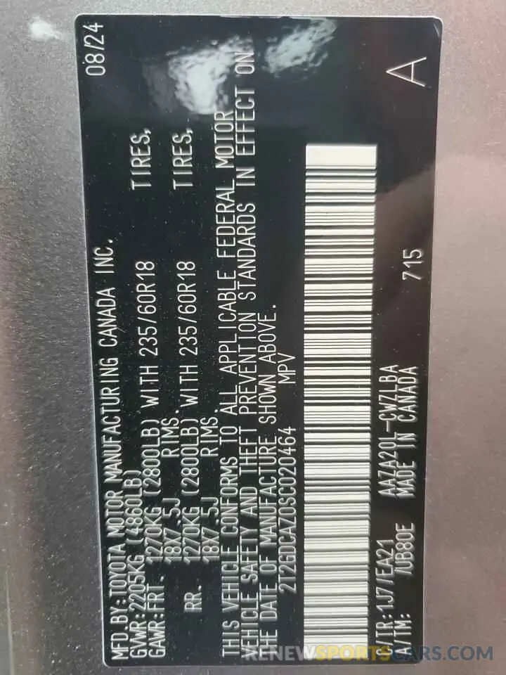 13 fotografías del automóvil dañado 2T2GDCAZ0SC020464 LEXUS NX 250 PRE 2025