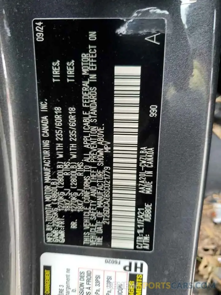 14 fotografías del automóvil dañado 2T2GDCAZ8SC021779 LEXUS NX 250 PRE 2025