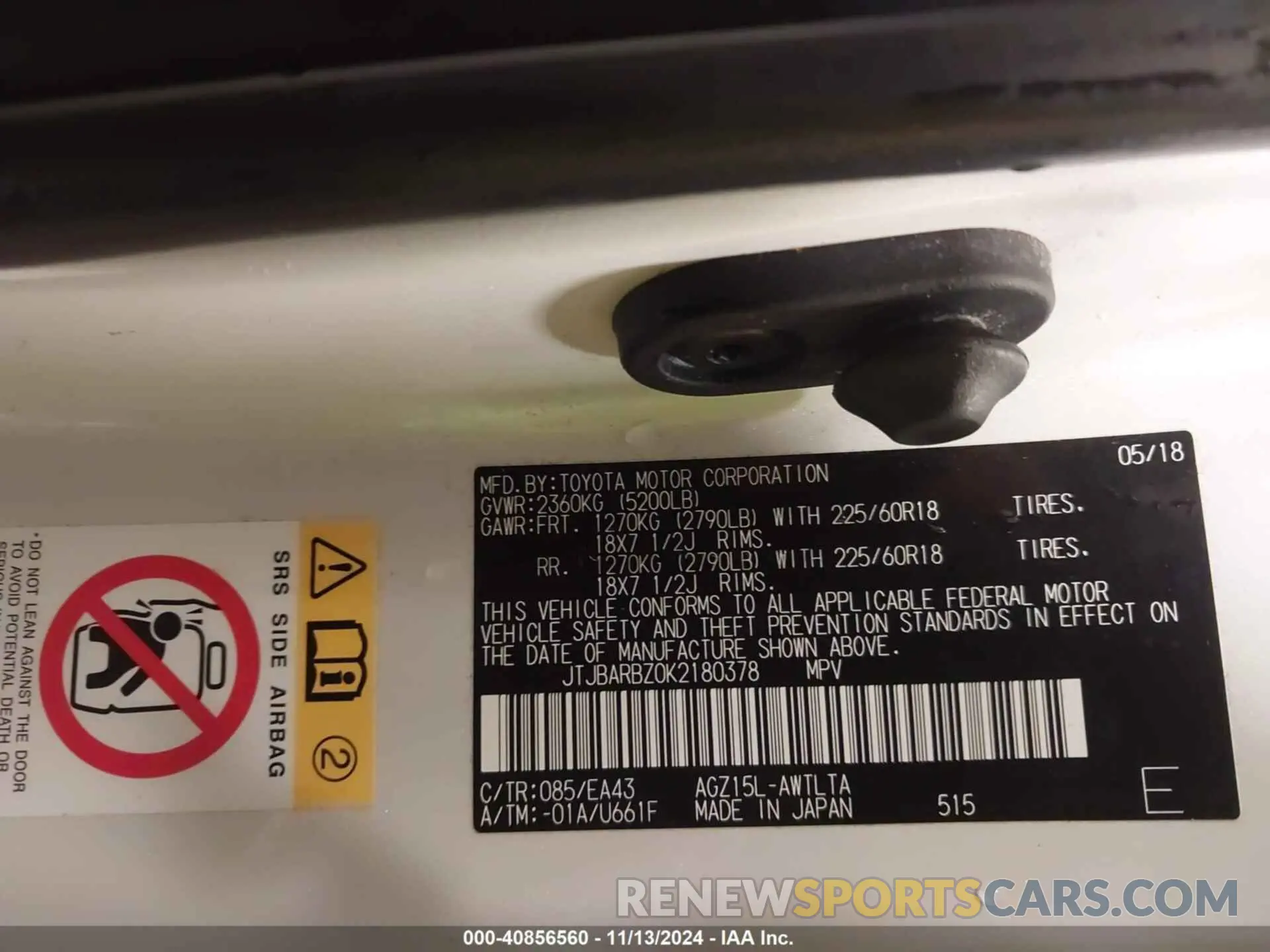 9 fotografías del automóvil dañado JTJBARBZ0K2180378 LEXUS NX 300 2019