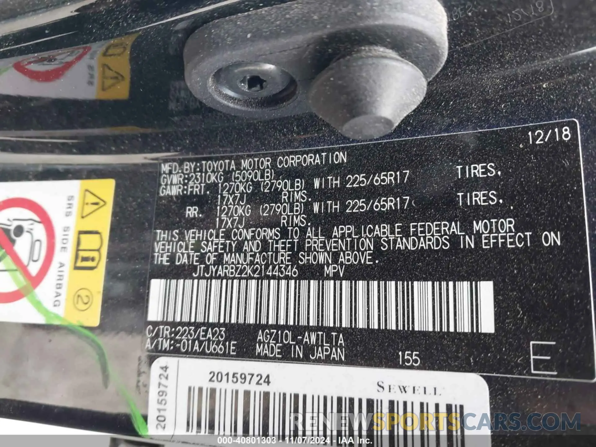 9 fotografías del automóvil dañado JTJYARBZ2K2144346 LEXUS NX 300 2019