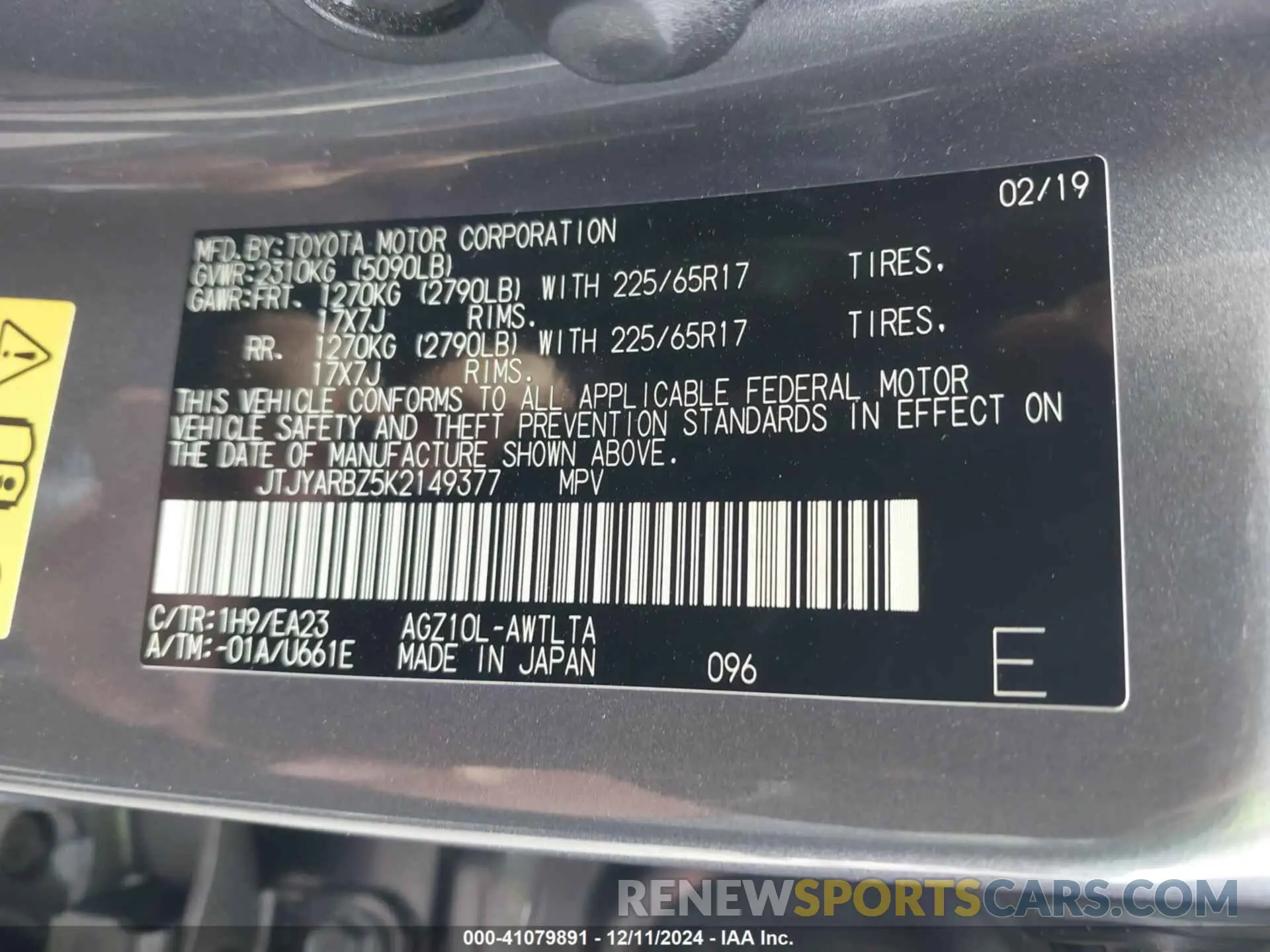 9 fotografías del automóvil dañado JTJYARBZ5K2149377 LEXUS NX 300 2019