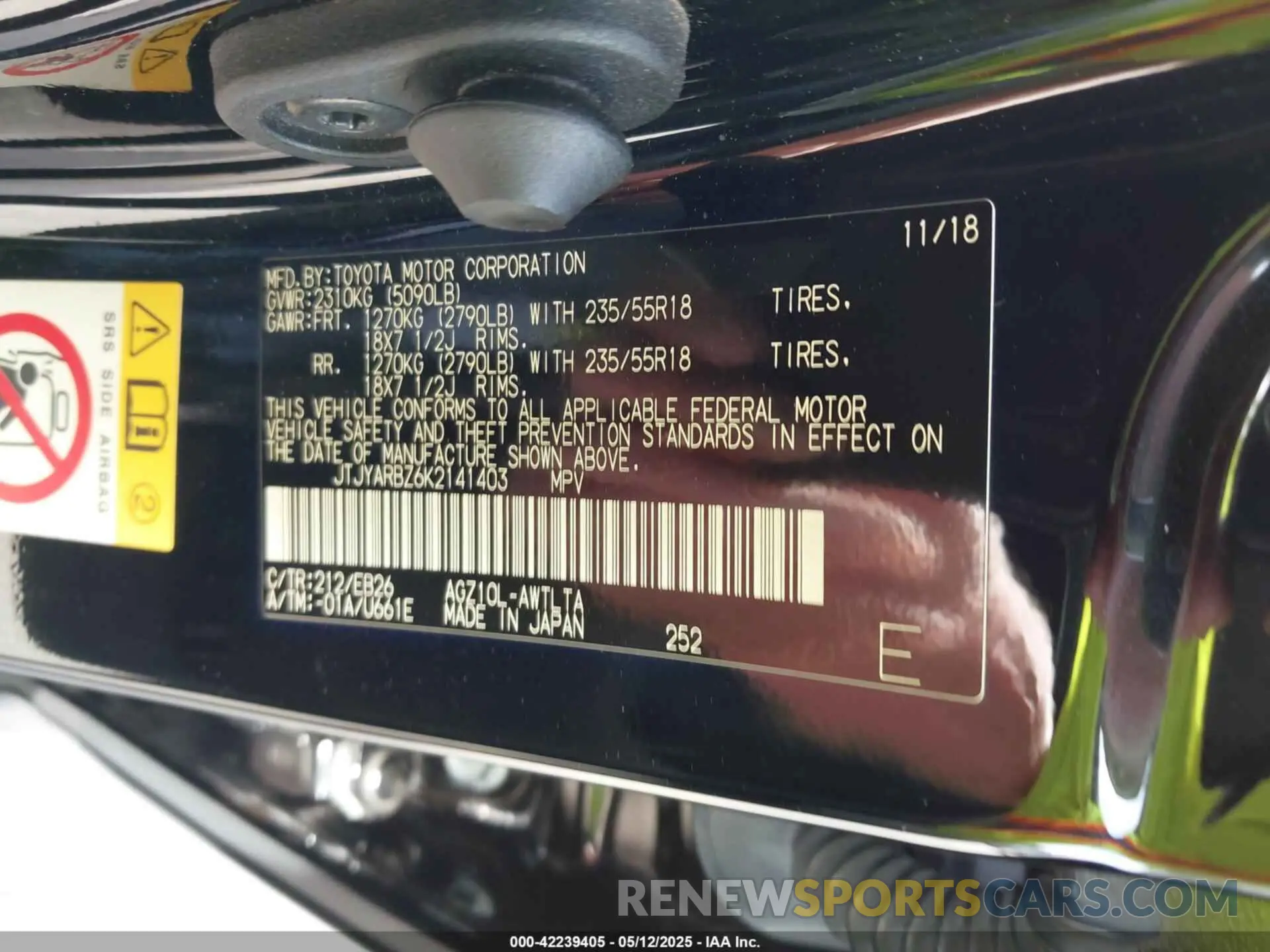 9 fotografías del automóvil dañado JTJYARBZ6K2141403 LEXUS NX 300 2019