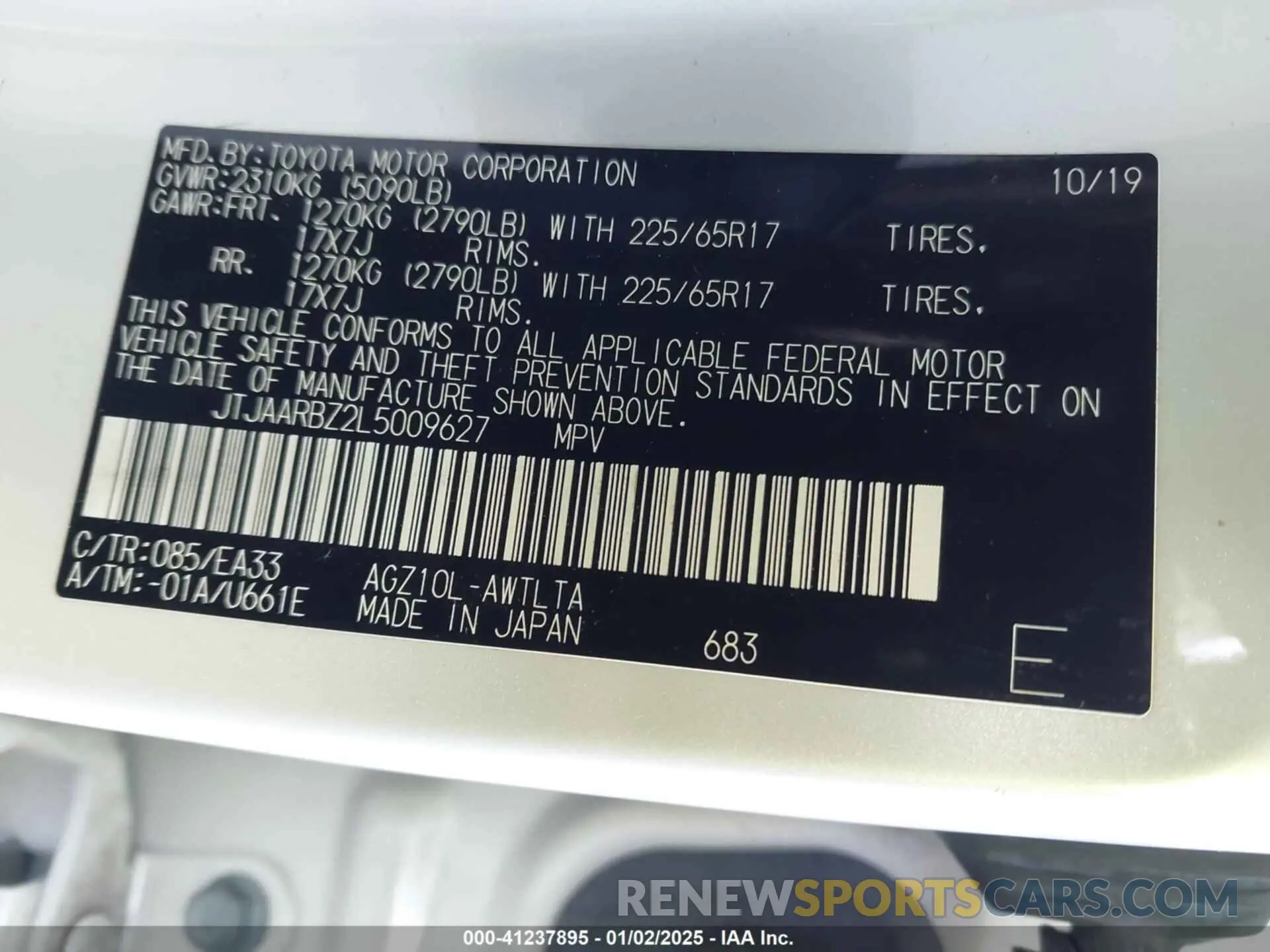 9 fotografías del automóvil dañado JTJAARBZ2L5009627 LEXUS NX 300 2020