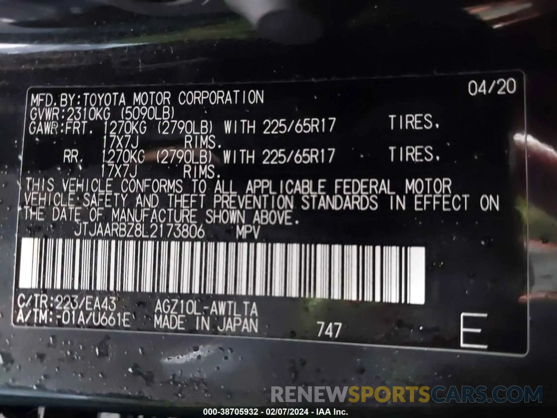 9 fotografías del automóvil dañado JTJAARBZ8L2173806 LEXUS NX 300 2020