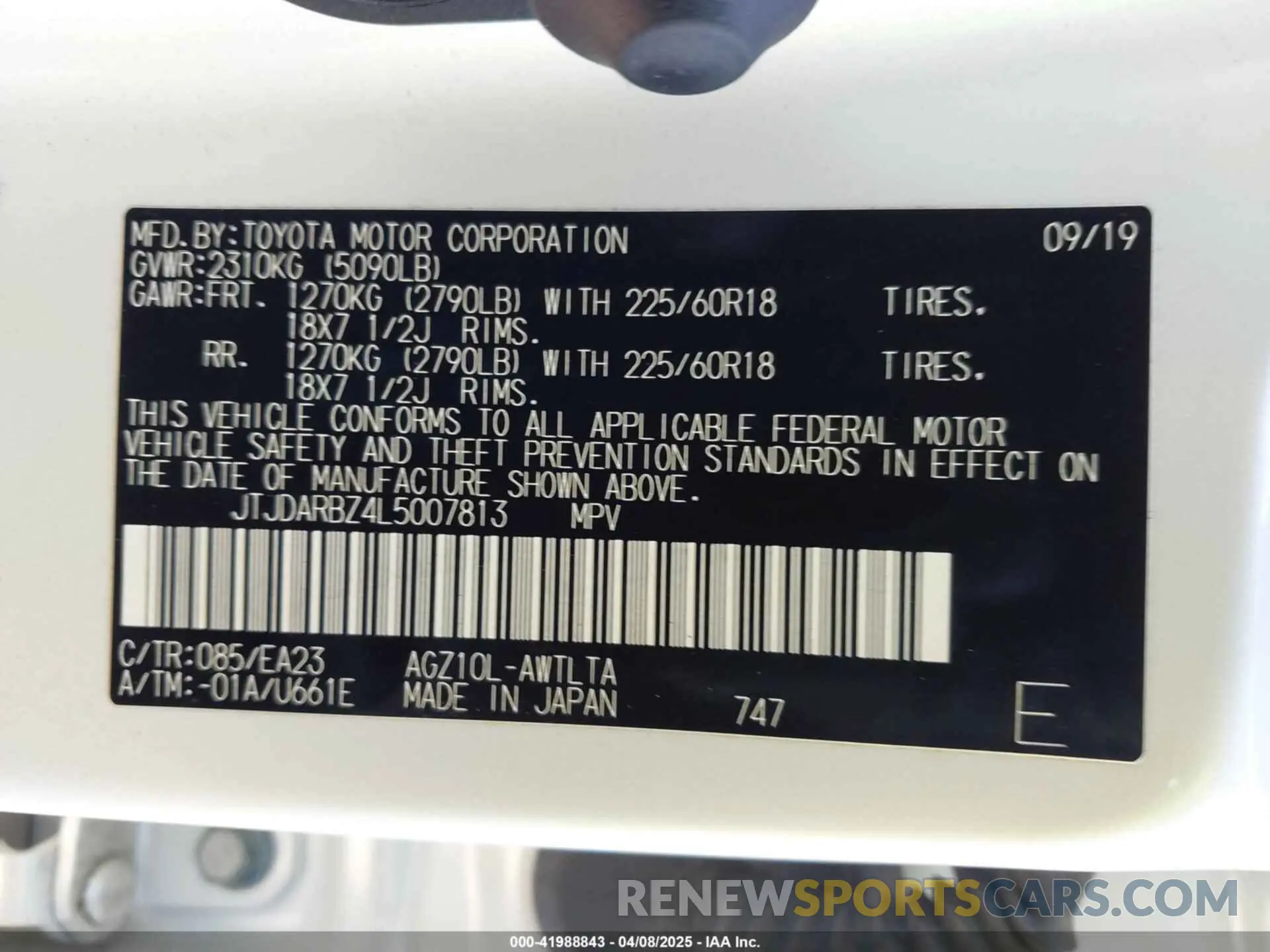 9 fotografías del automóvil dañado JTJDARBZ4L5007813 LEXUS NX 300 2020
