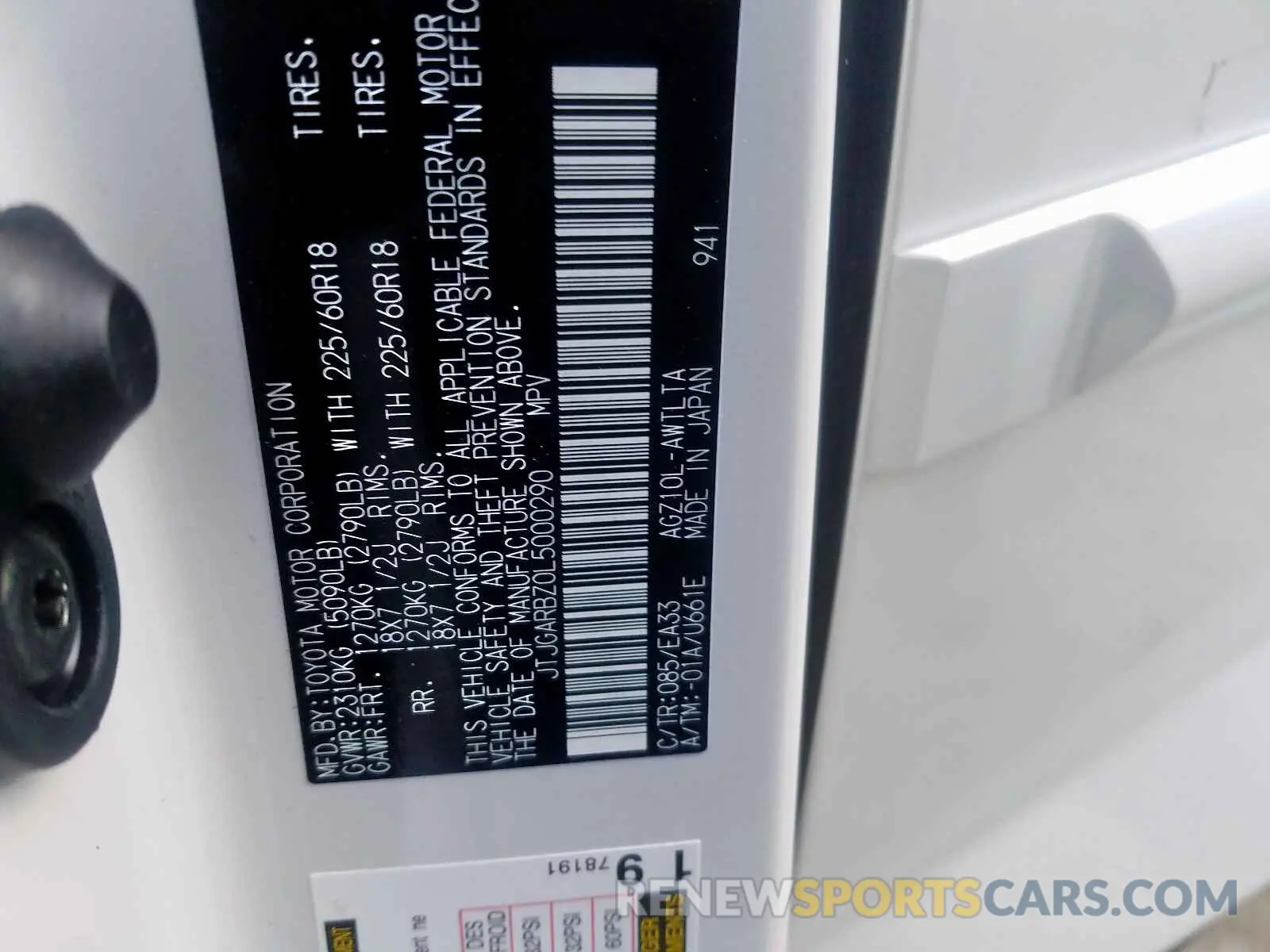 10 fotografías del automóvil dañado JTJGARBZ0L5000290 LEXUS NX 300 2020