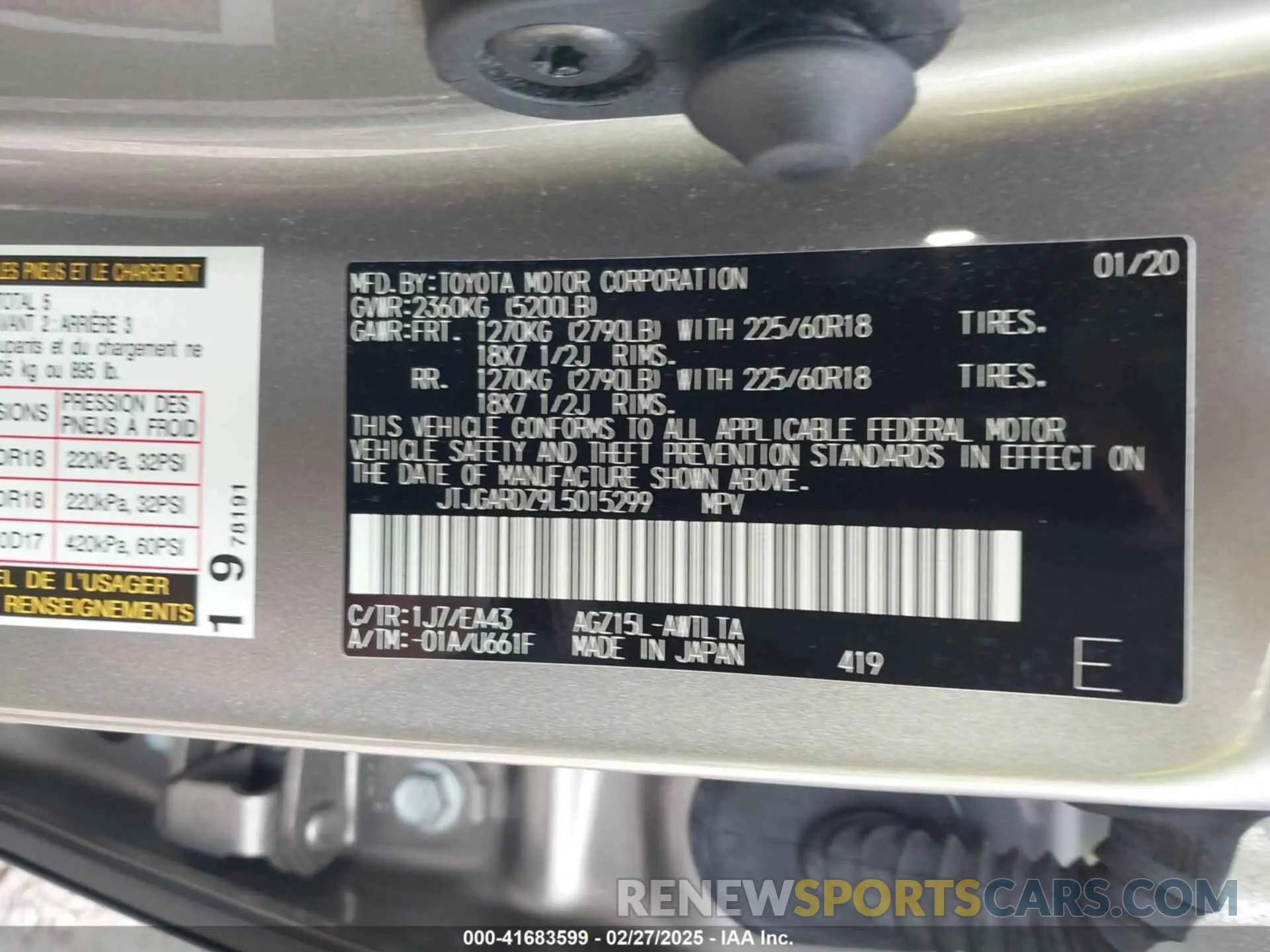 9 fotografías del automóvil dañado JTJGARDZ9L5015299 LEXUS NX 300 2020