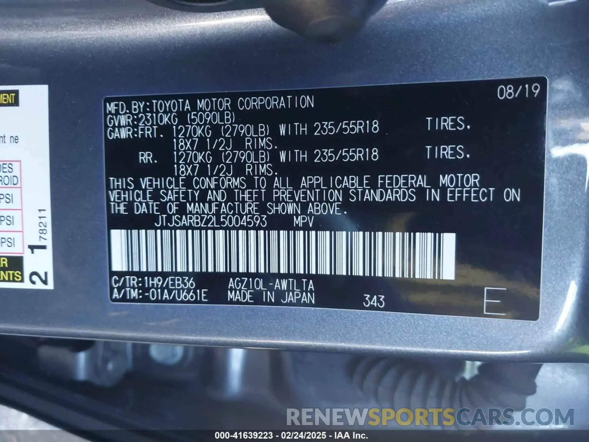9 fotografías del automóvil dañado JTJSARBZ2L5004593 LEXUS NX 300 2020