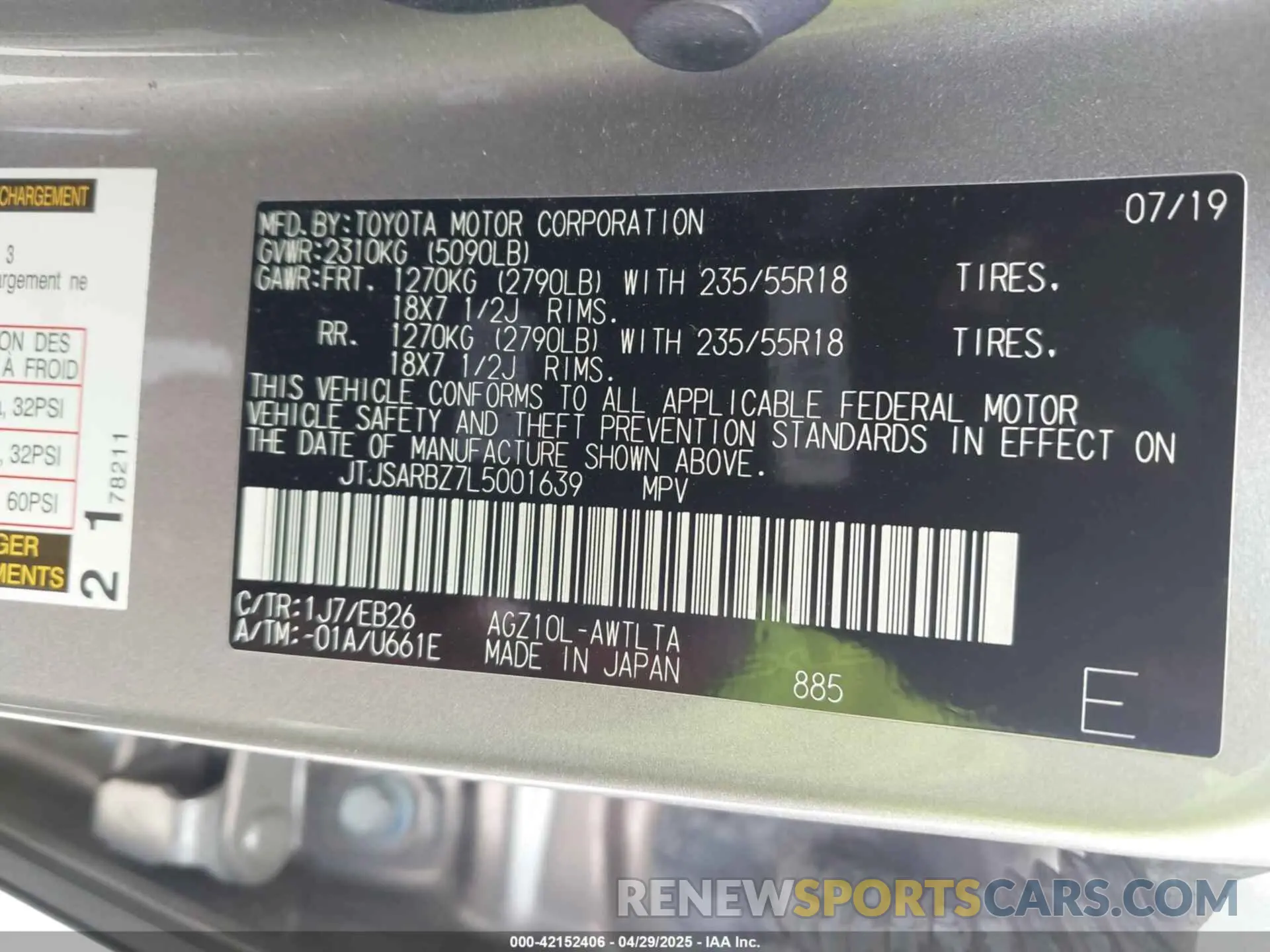 9 fotografías del automóvil dañado JTJSARBZ7L5001639 LEXUS NX 300 2020