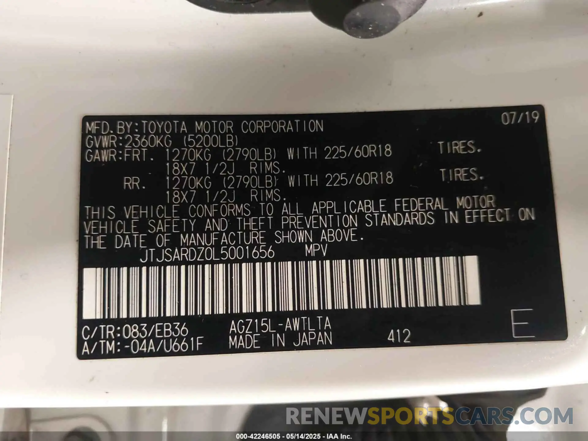 9 fotografías del automóvil dañado JTJSARDZ0L5001656 LEXUS NX 300 2020
