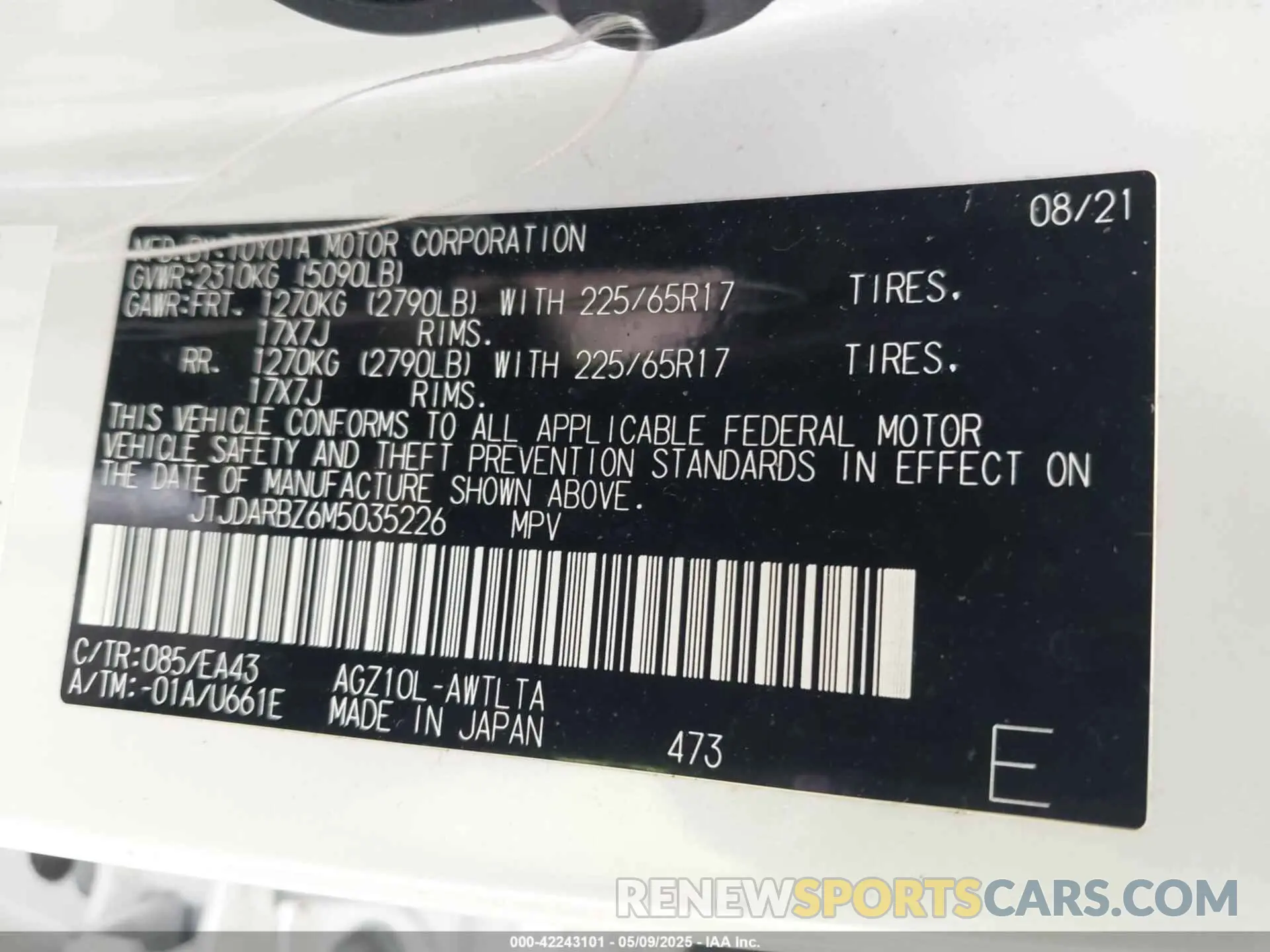 9 fotografías del automóvil dañado JTJDARBZ6M5035226 LEXUS NX 300 2021