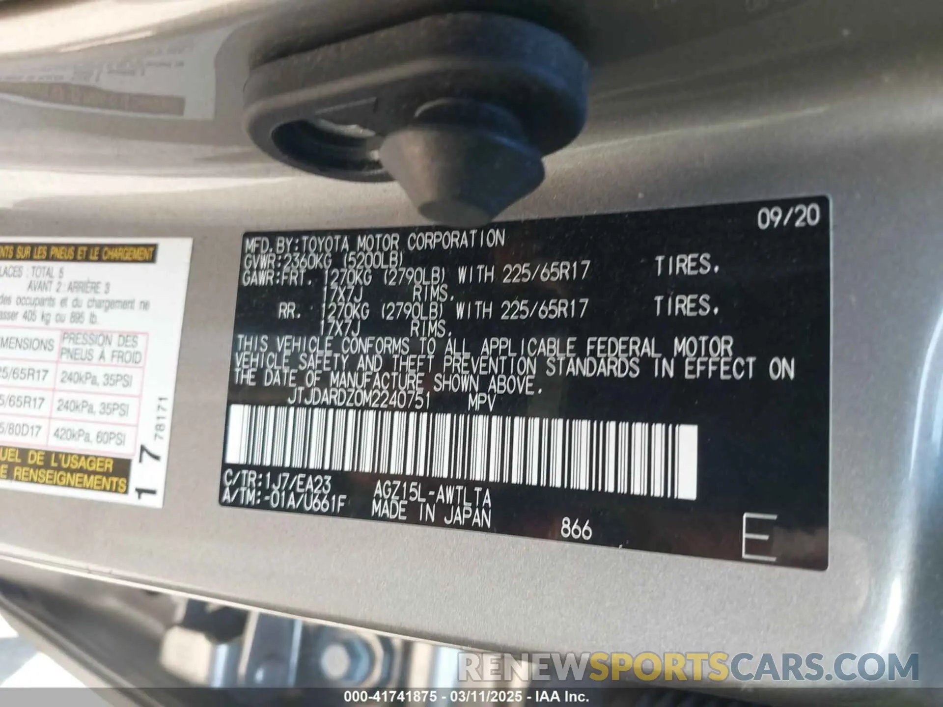 9 fotografías del automóvil dañado JTJDARDZ0M2240751 LEXUS NX 300 2021