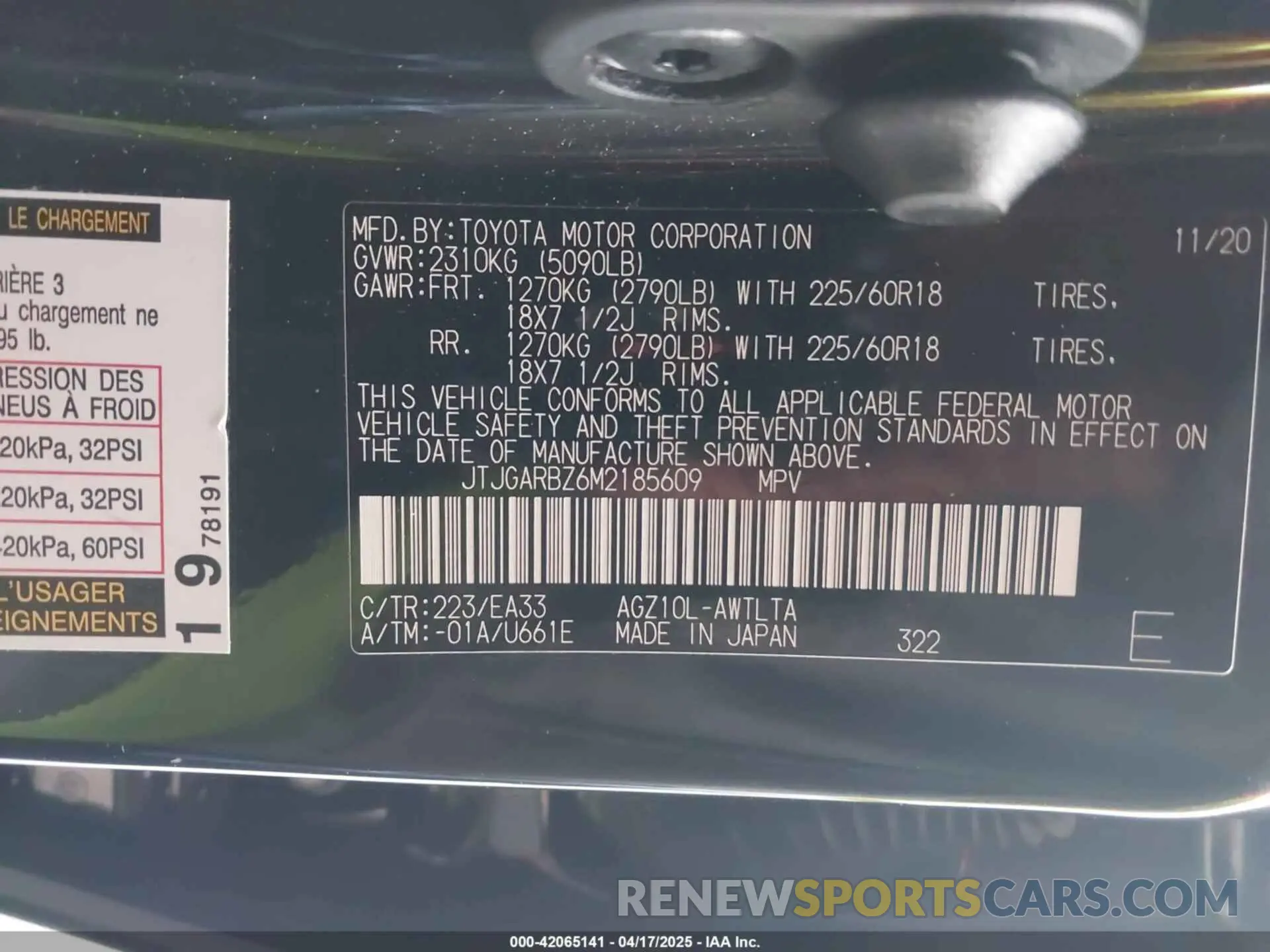 9 fotografías del automóvil dañado JTJGARBZ6M2185609 LEXUS NX 300 2021