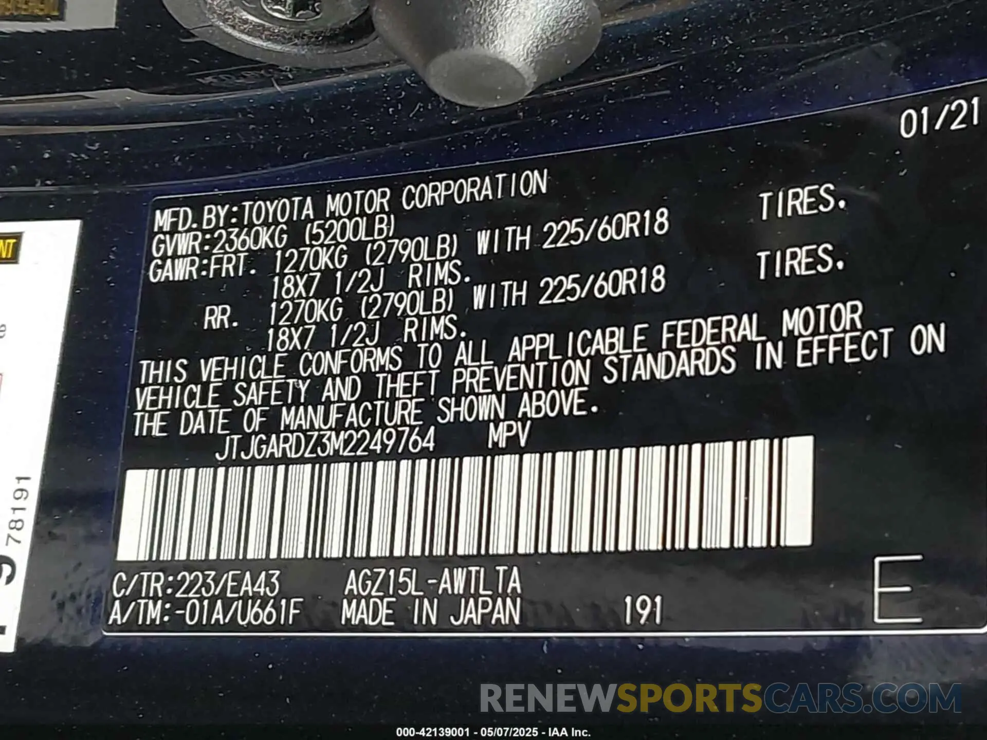 9 fotografías del automóvil dañado JTJGARDZ3M2249764 LEXUS NX 300 2021