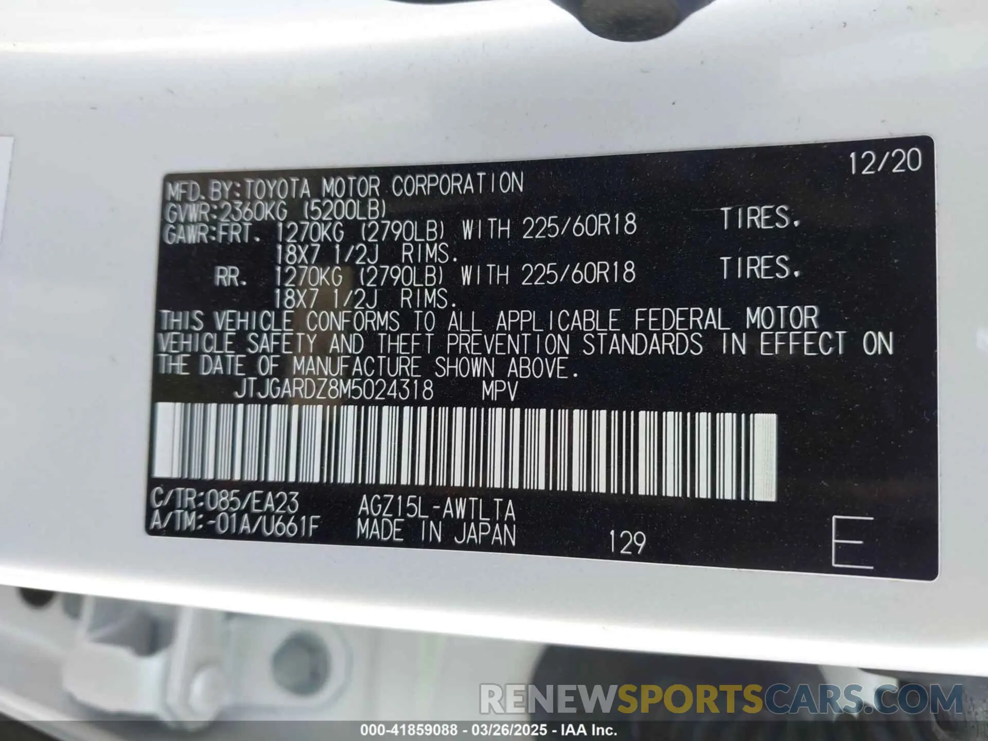 9 fotografías del automóvil dañado JTJGARDZ8M5024318 LEXUS NX 300 2021
