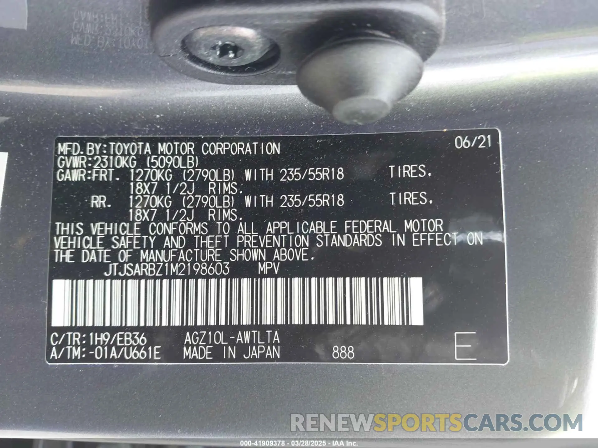 9 fotografías del automóvil dañado JTJSARBZ1M2198603 LEXUS NX 300 2021