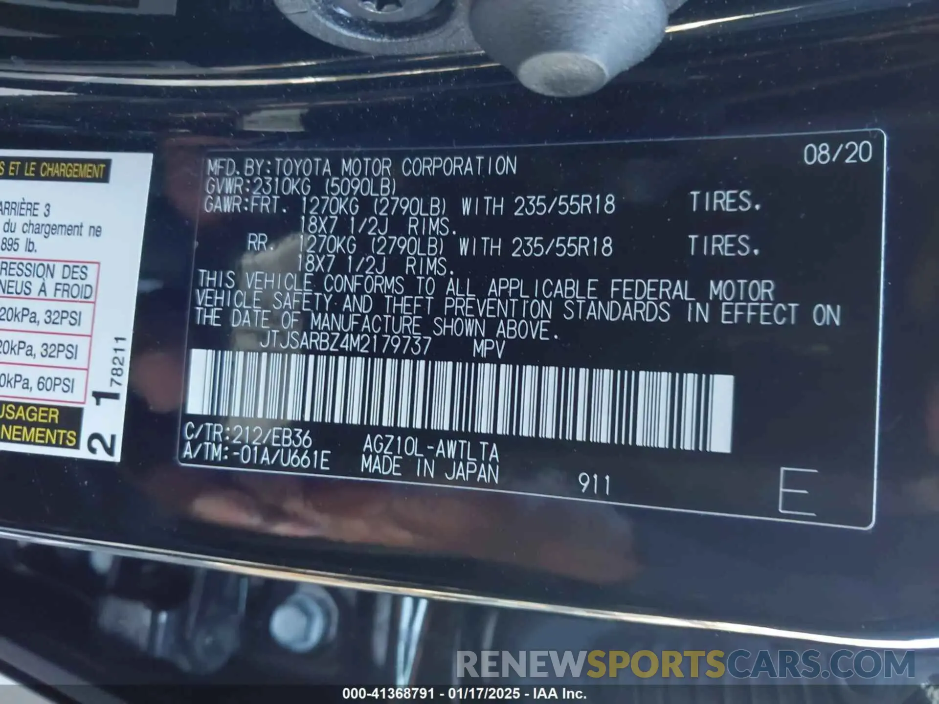 9 fotografías del automóvil dañado JTJSARBZ4M2179737 LEXUS NX 300 2021