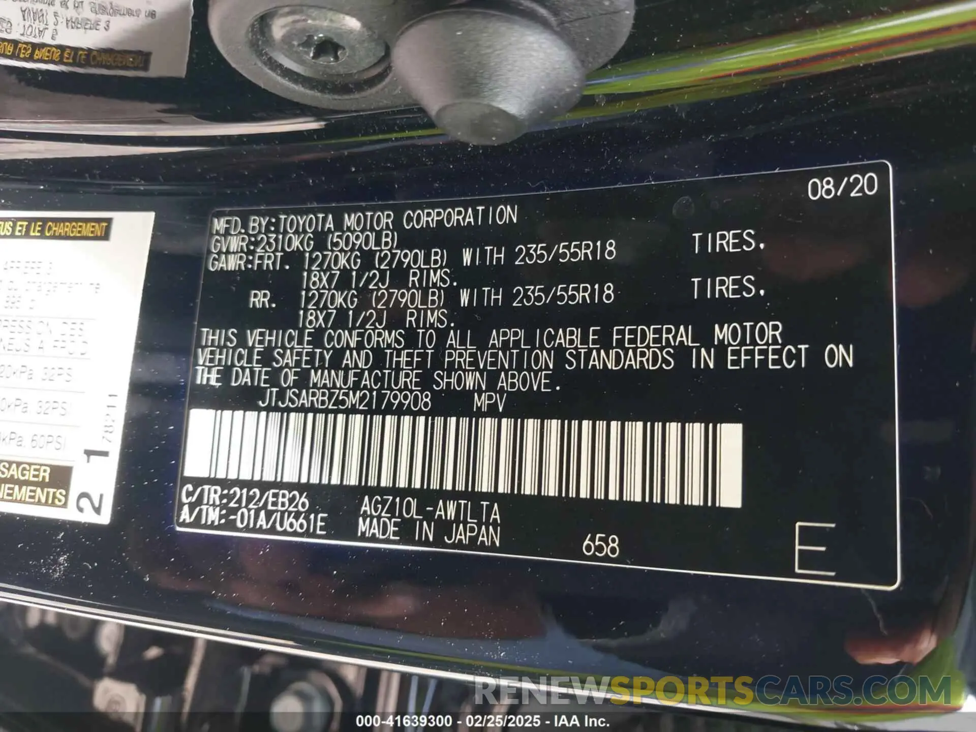 9 fotografías del automóvil dañado JTJSARBZ5M2179908 LEXUS NX 300 2021