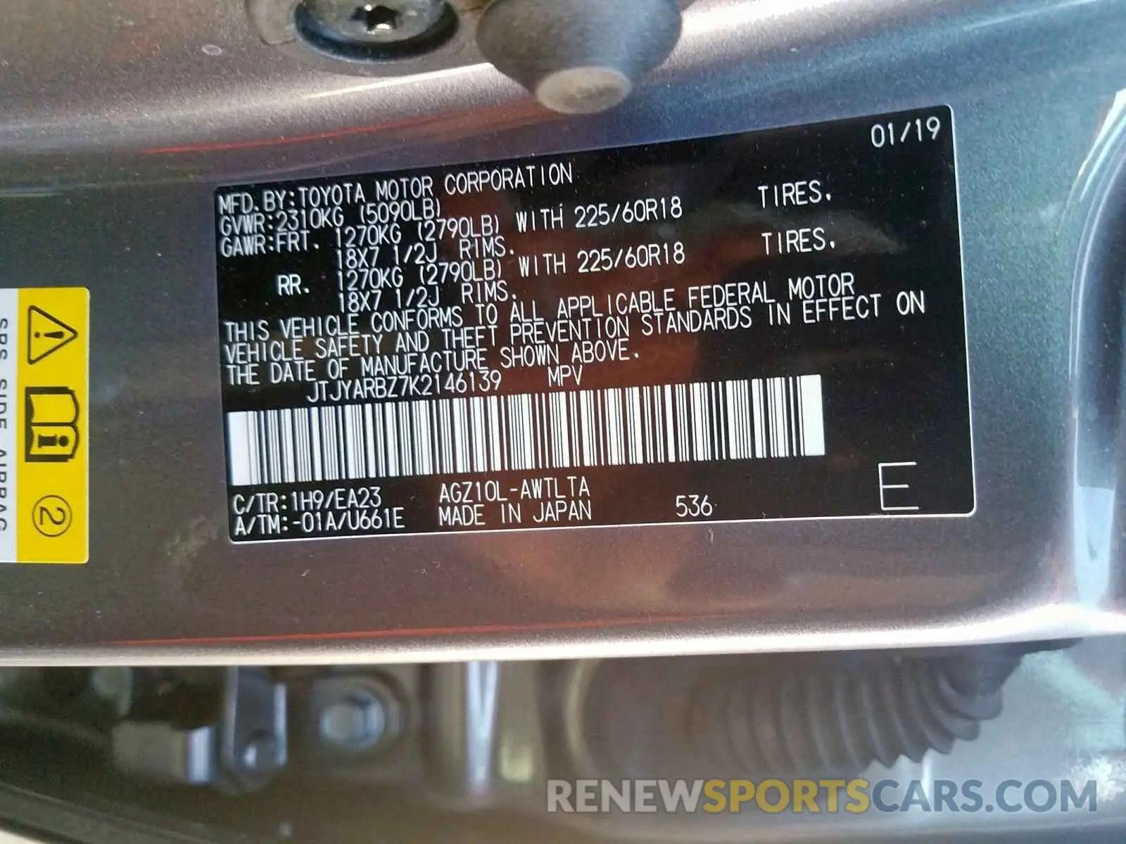 10 fotografías del automóvil dañado JTJYARBZ7K2146139 LEXUS NX 300 BAS 2019