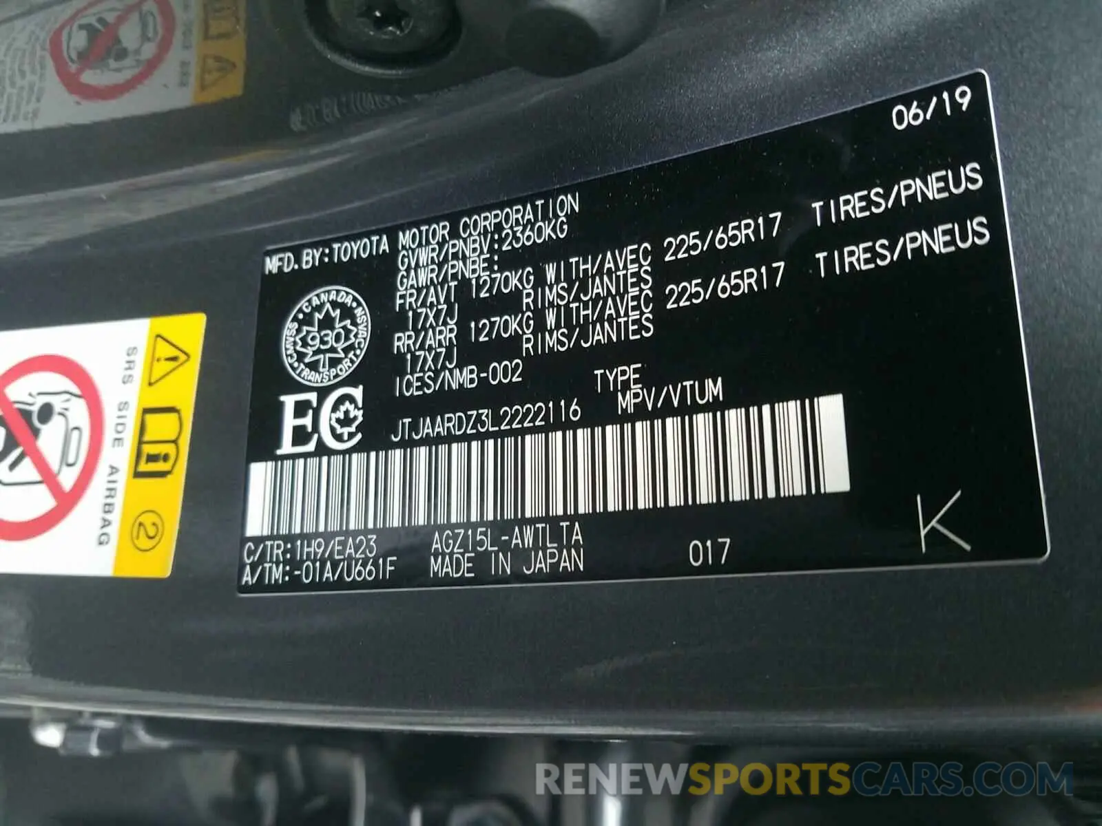 10 fotografías del automóvil dañado JTJAARDZ3L2222116 LEXUS NX 300 BAS 2020