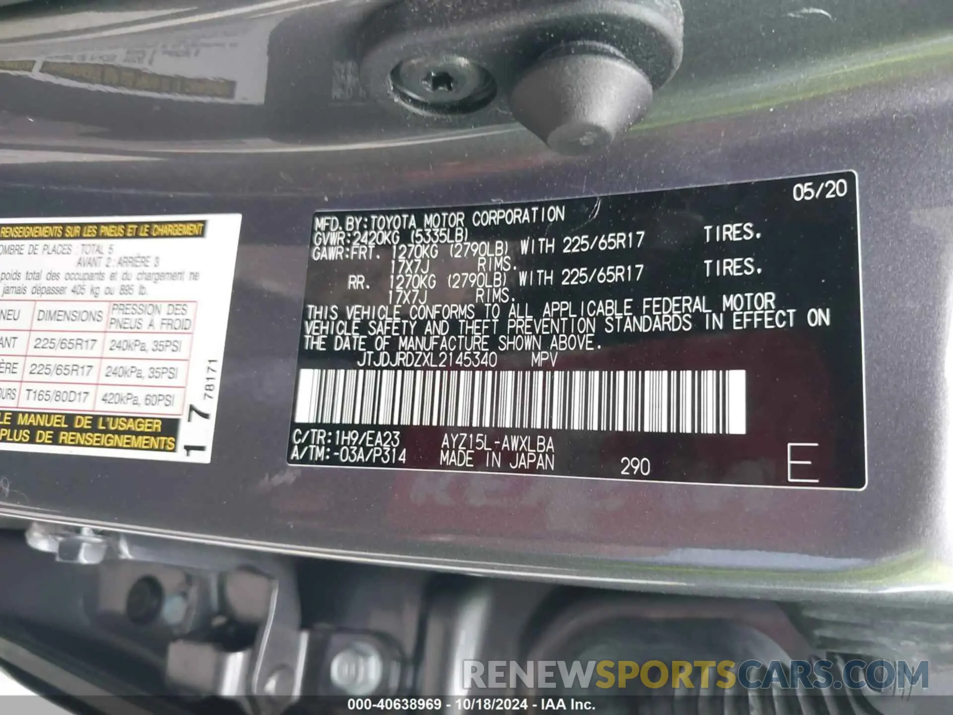 9 fotografías del automóvil dañado JTJDJRDZXL2145340 LEXUS NX 300H 2020