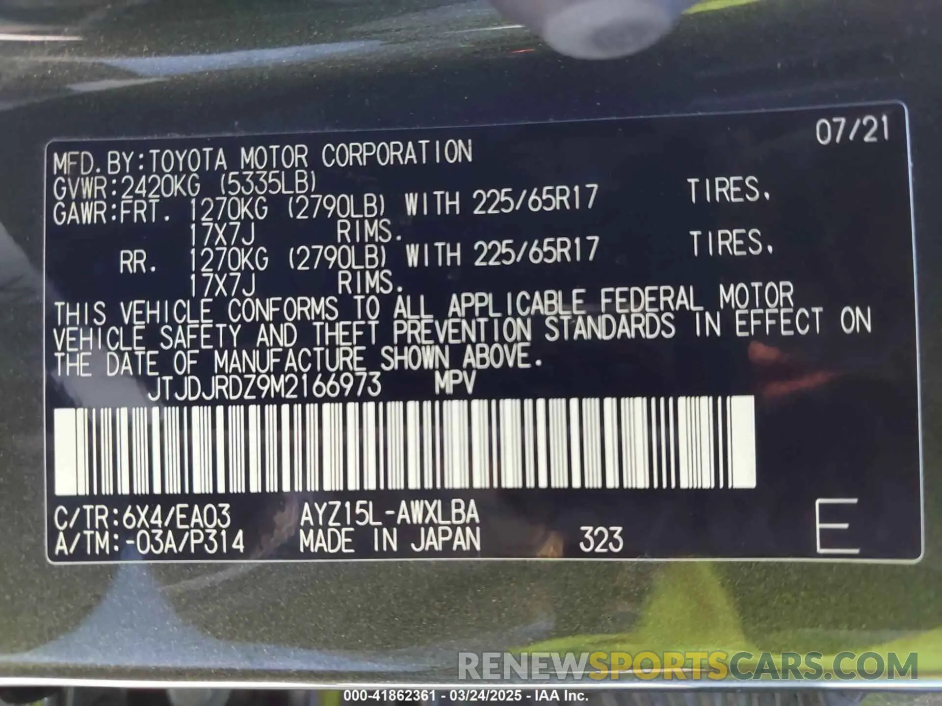 9 fotografías del automóvil dañado JTJDJRDZ9M2166973 LEXUS NX 300H 2021