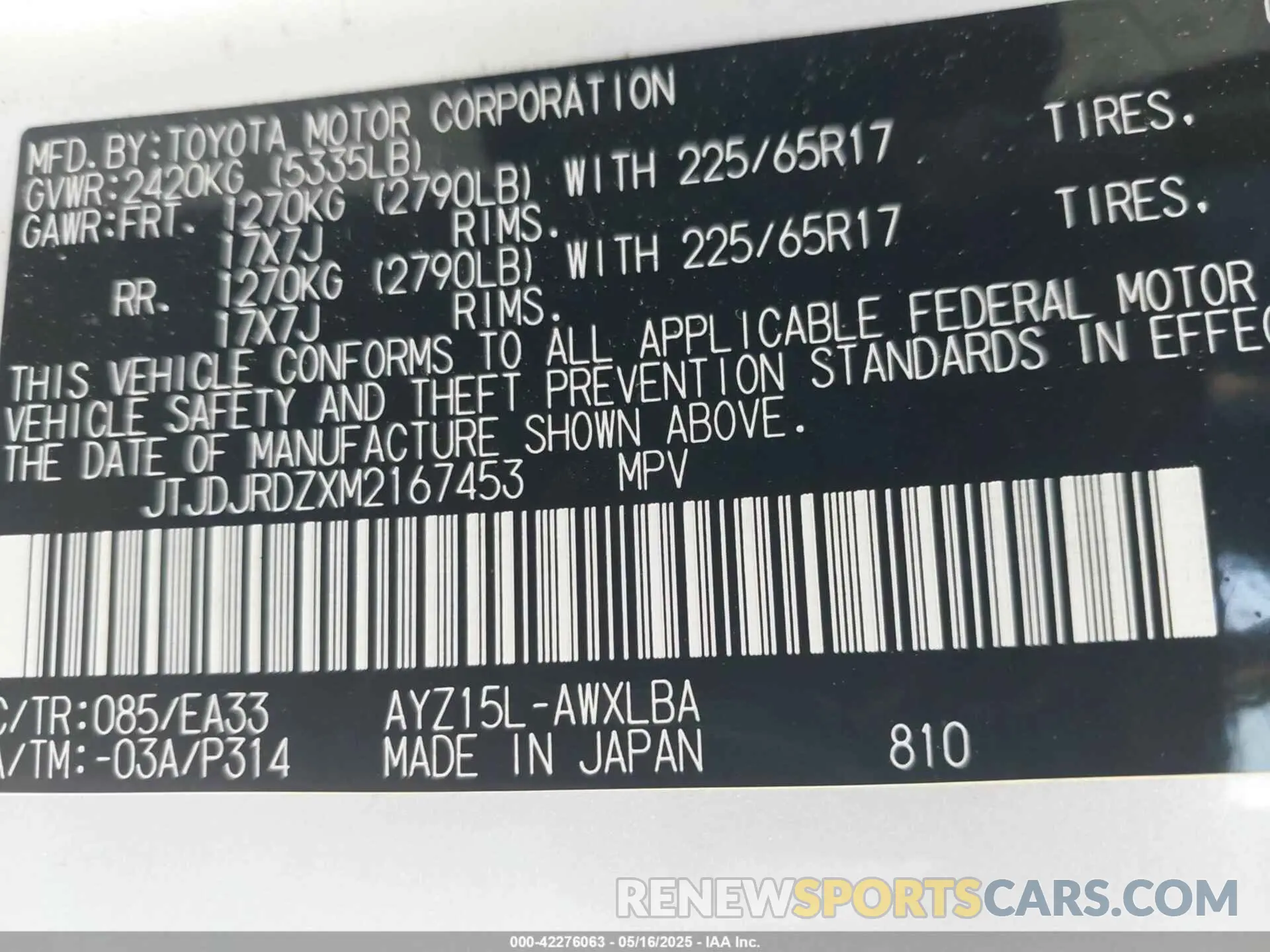 9 fotografías del automóvil dañado JTJDJRDZXM2167453 LEXUS NX 300H 2021
