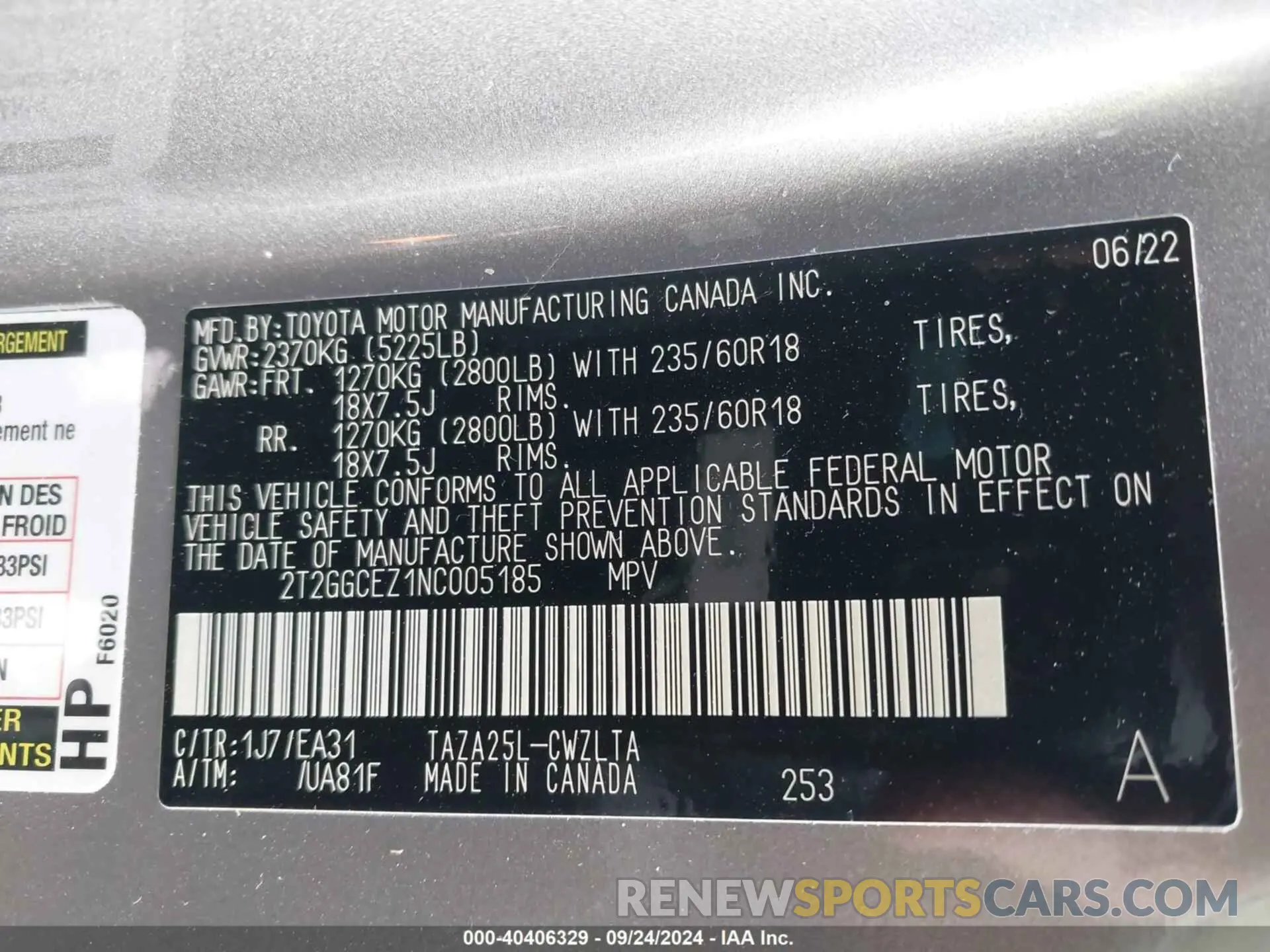 9 fotografías del automóvil dañado 2T2GGCEZ1NC005185 LEXUS NX 350 2022
