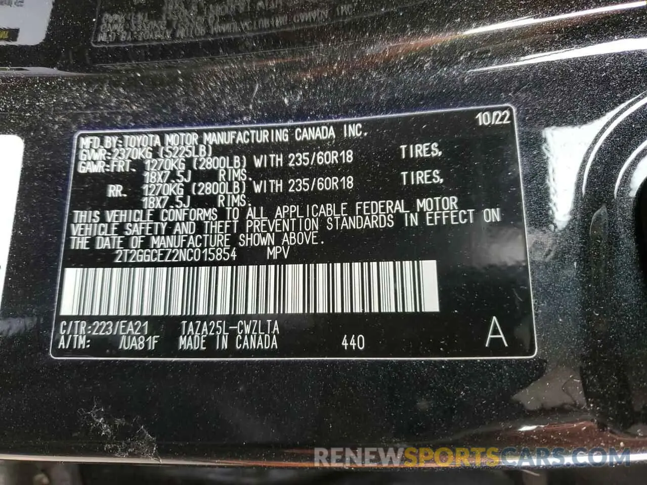 12 fotografías del automóvil dañado 2T2GGCEZ2NC015854 LEXUS NX 350 2022