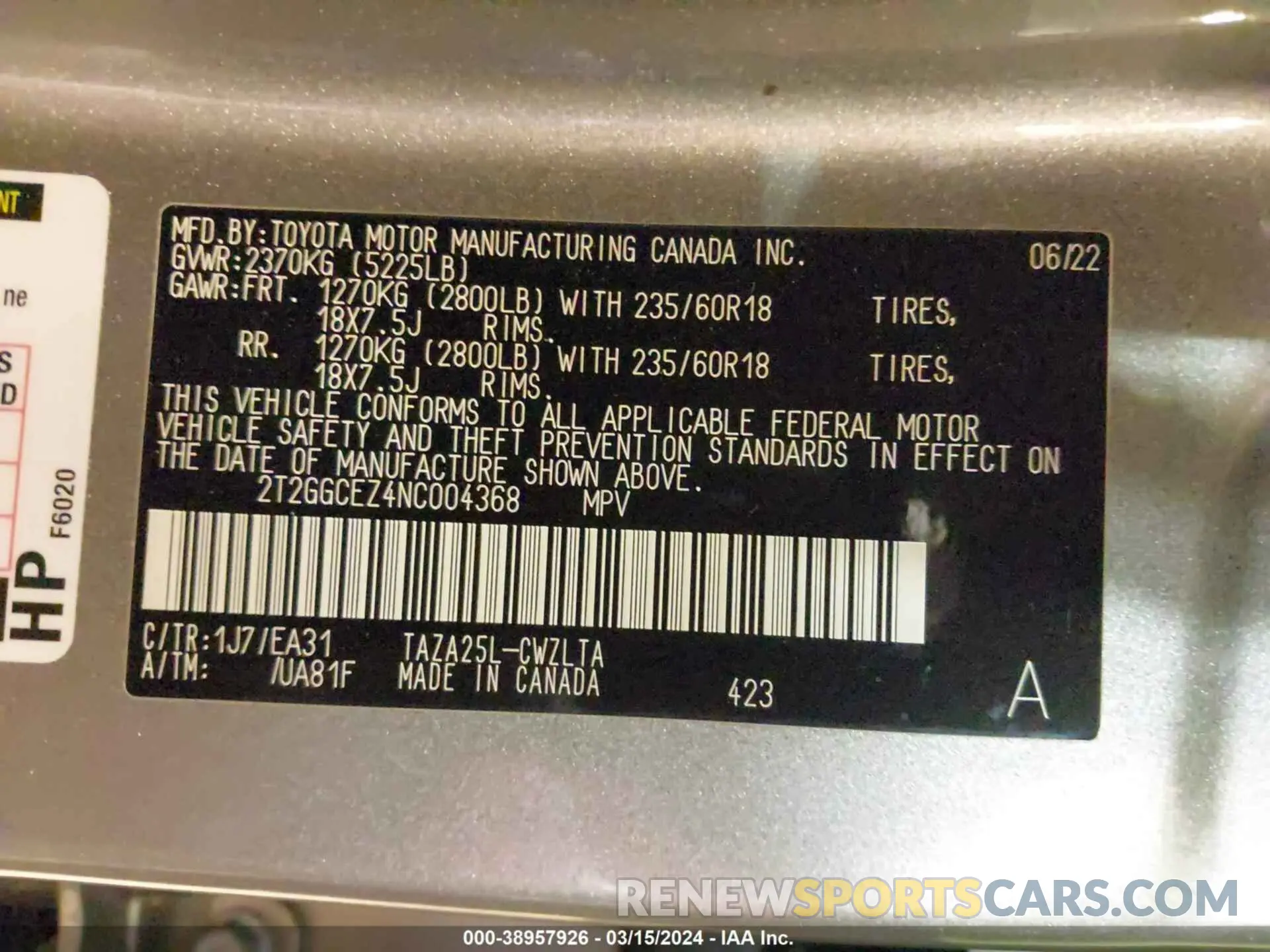 17 fotografías del automóvil dañado 2T2GGCEZ4NC004368 LEXUS NX 350 2022