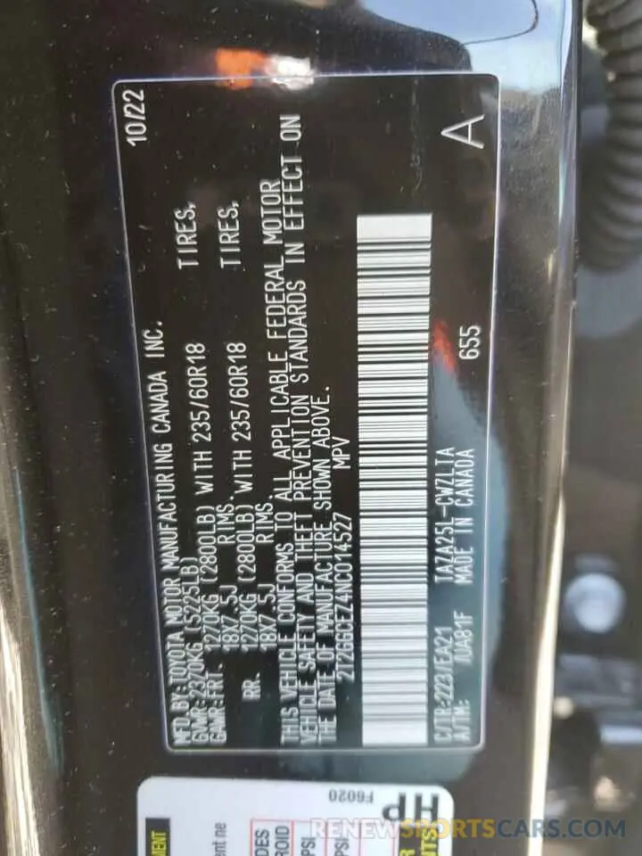13 fotografías del automóvil dañado 2T2GGCEZ4NC014527 LEXUS NX 350 2022