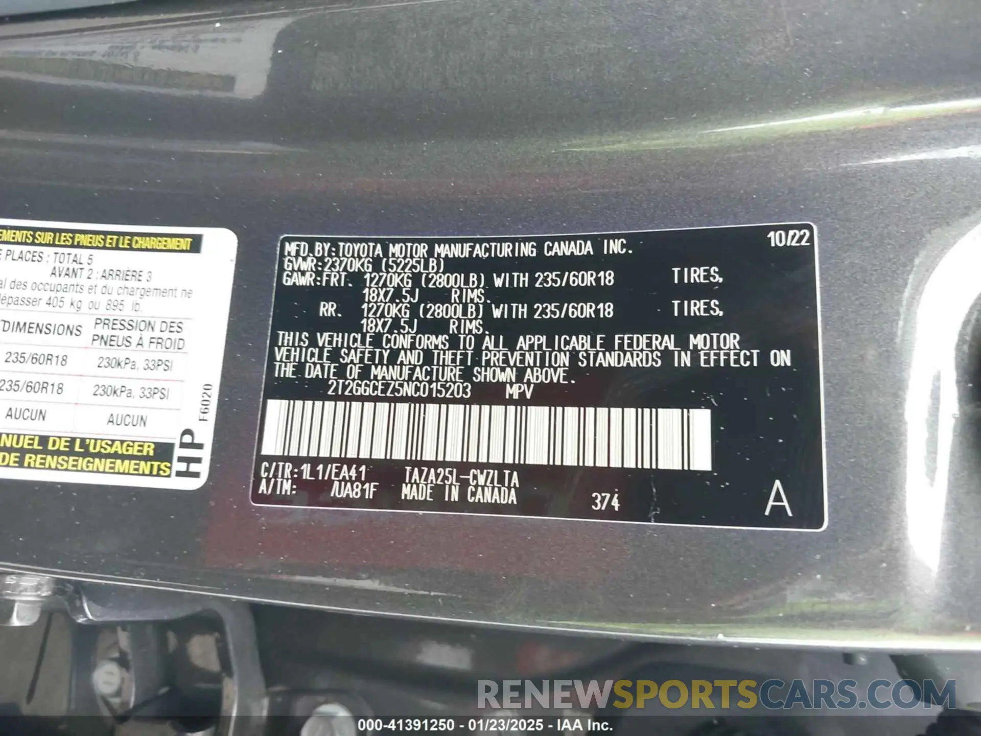 9 fotografías del automóvil dañado 2T2GGCEZ5NC015203 LEXUS NX 350 2022