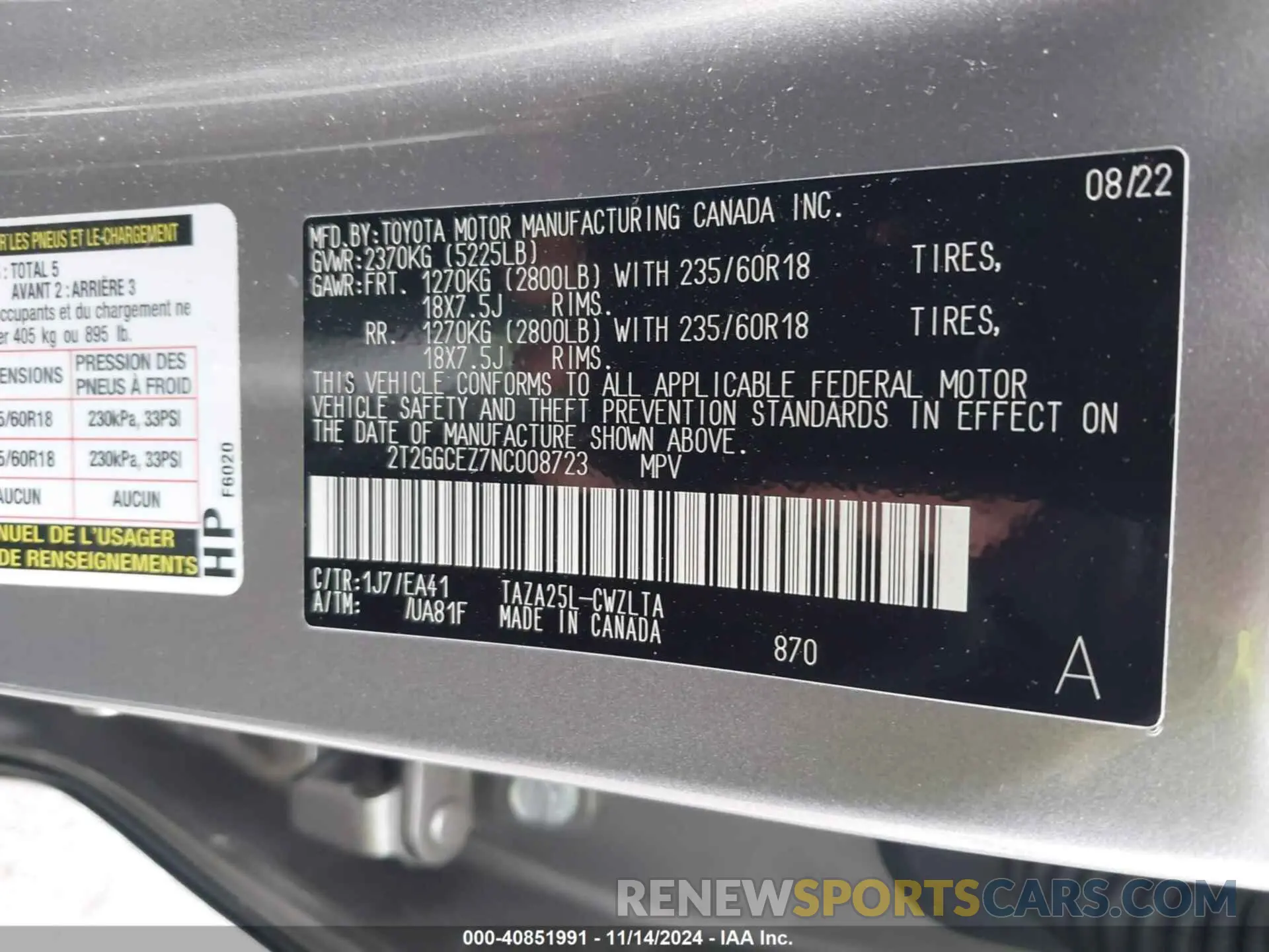 9 fotografías del automóvil dañado 2T2GGCEZ7NC008723 LEXUS NX 350 2022