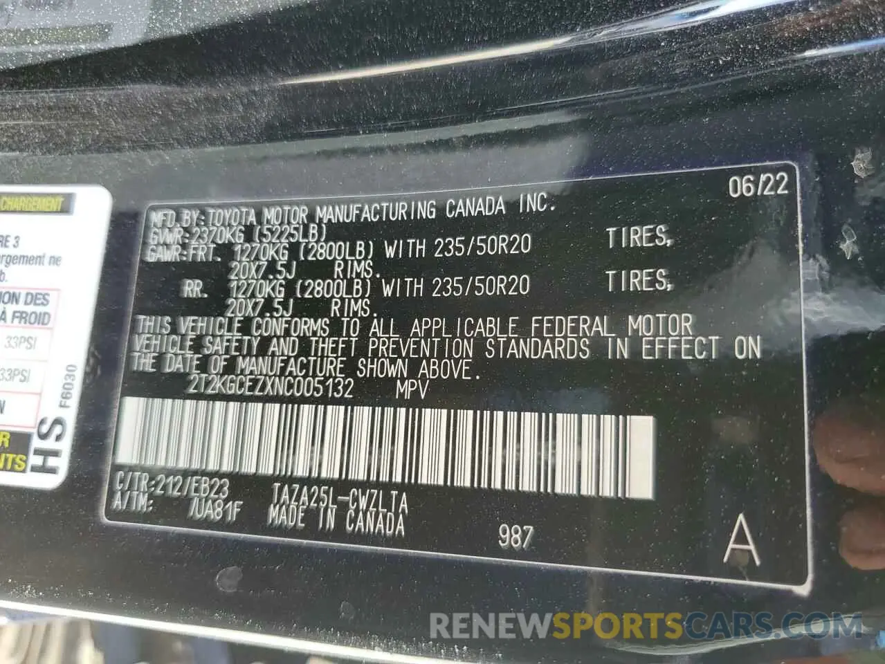 14 fotografías del automóvil dañado 2T2KGCEZXNC005132 LEXUS NX 350 2022