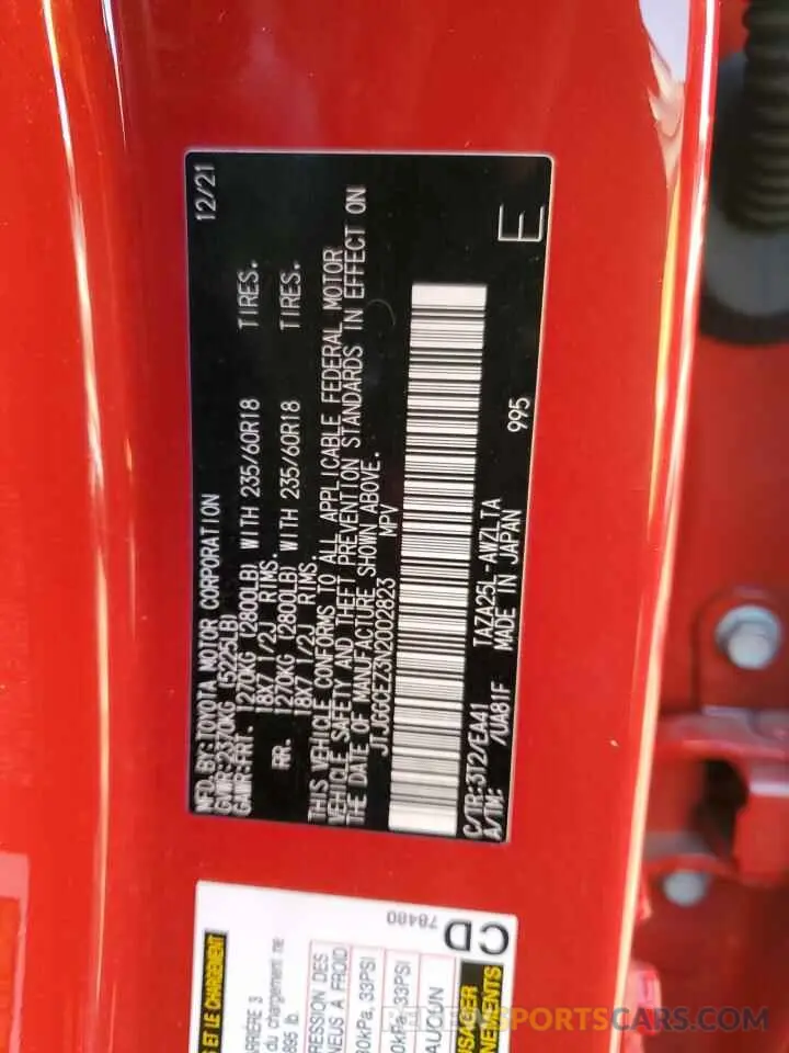 13 fotografías del automóvil dañado JTJGGCEZ3N2002823 LEXUS NX 350 2022