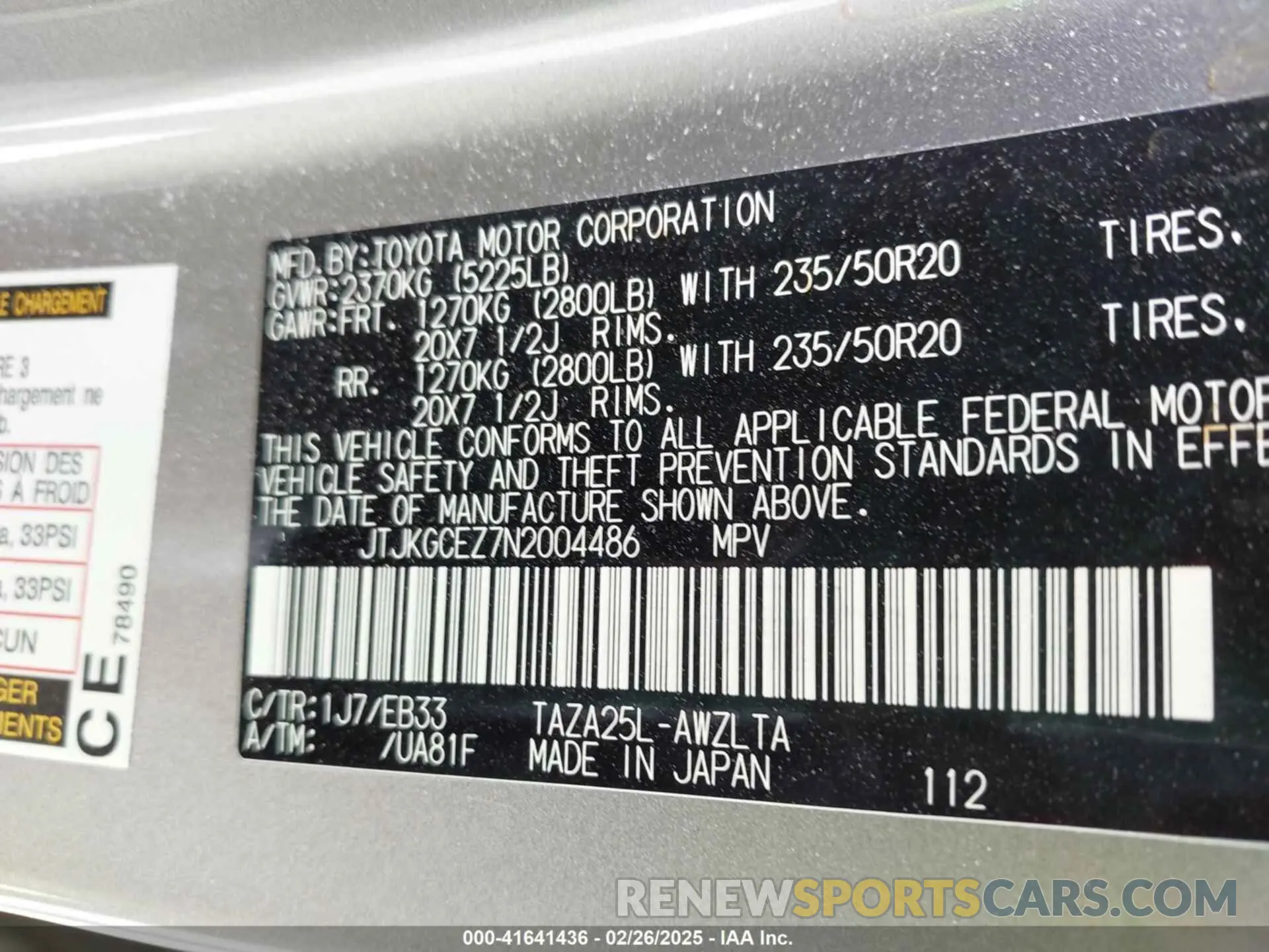 9 fotografías del automóvil dañado JTJKGCEZ7N2004486 LEXUS NX 350 2022