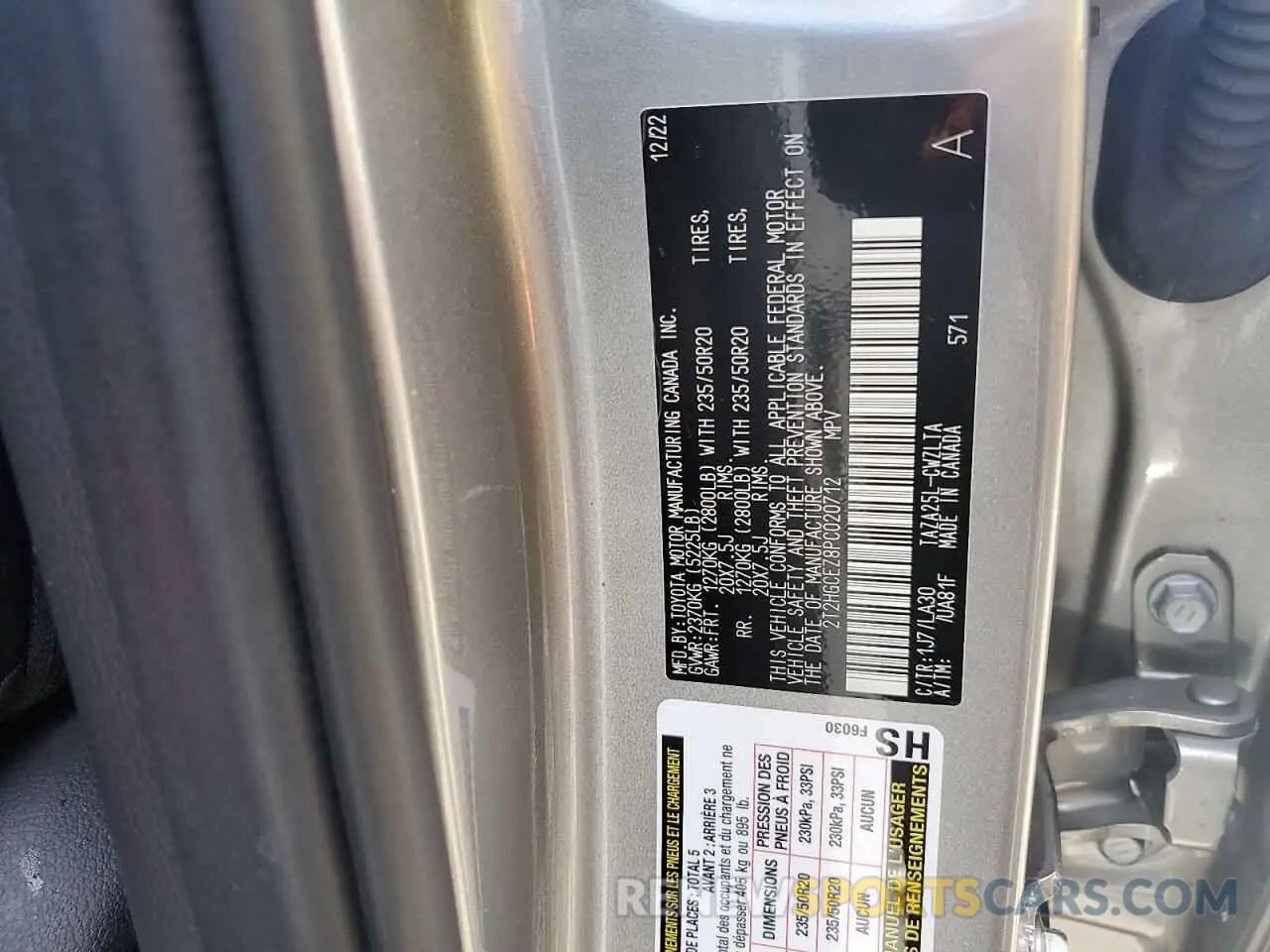 14 fotografías del automóvil dañado 2T2HGCEZ8PC020712 LEXUS NX 350 2023