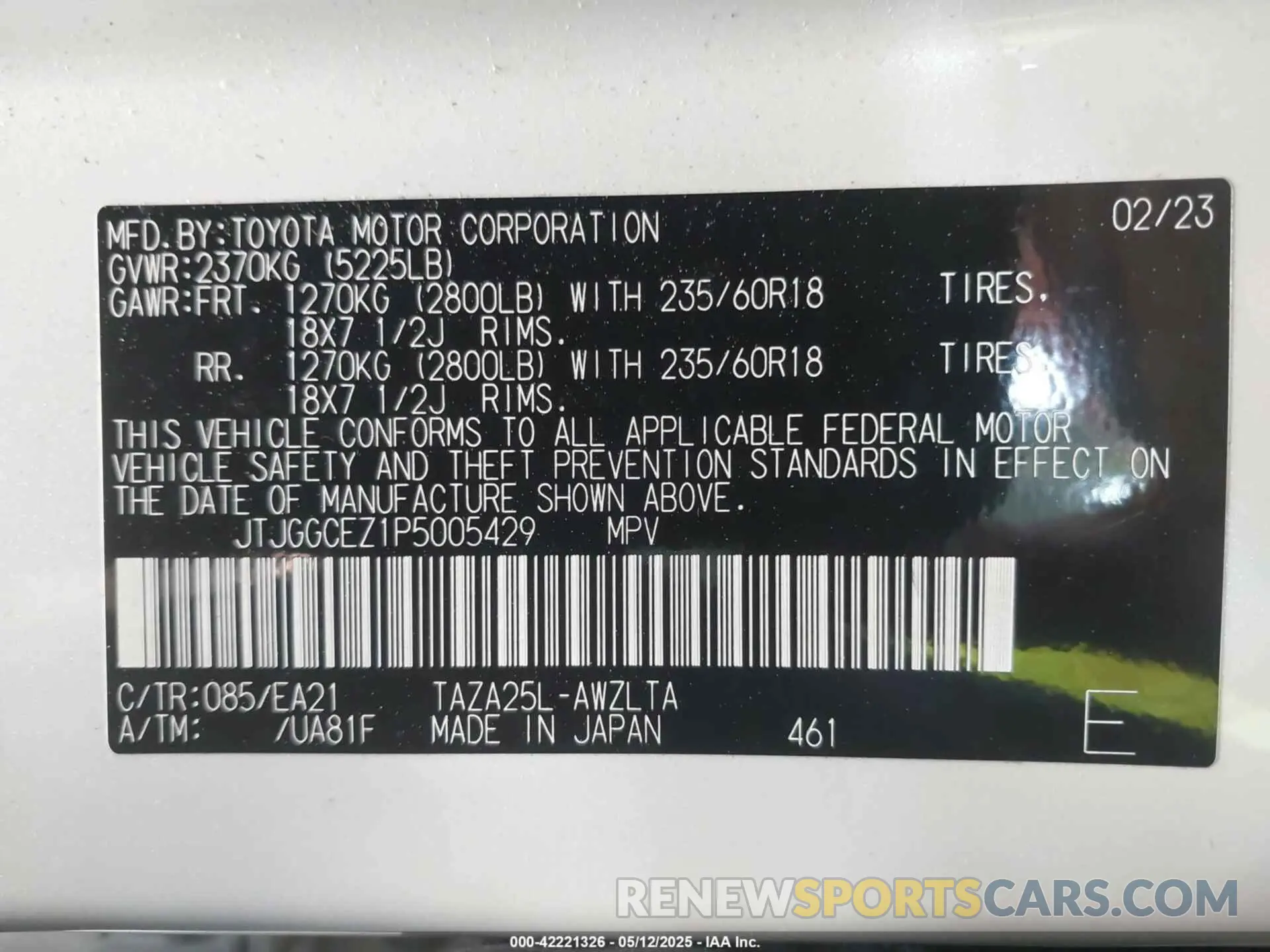 9 fotografías del automóvil dañado JTJGGCEZ1P5005429 LEXUS NX 350 2023
