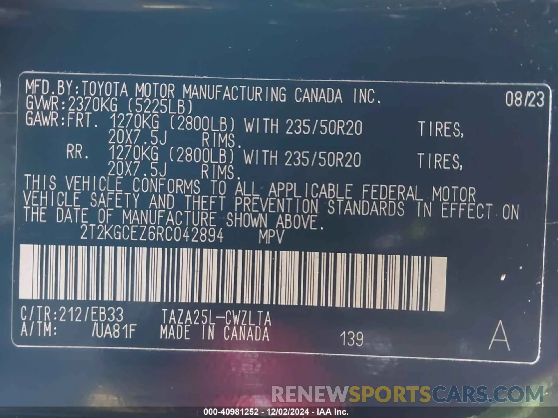 9 fotografías del automóvil dañado 2T2KGCEZ6RC042894 LEXUS NX 350 2024