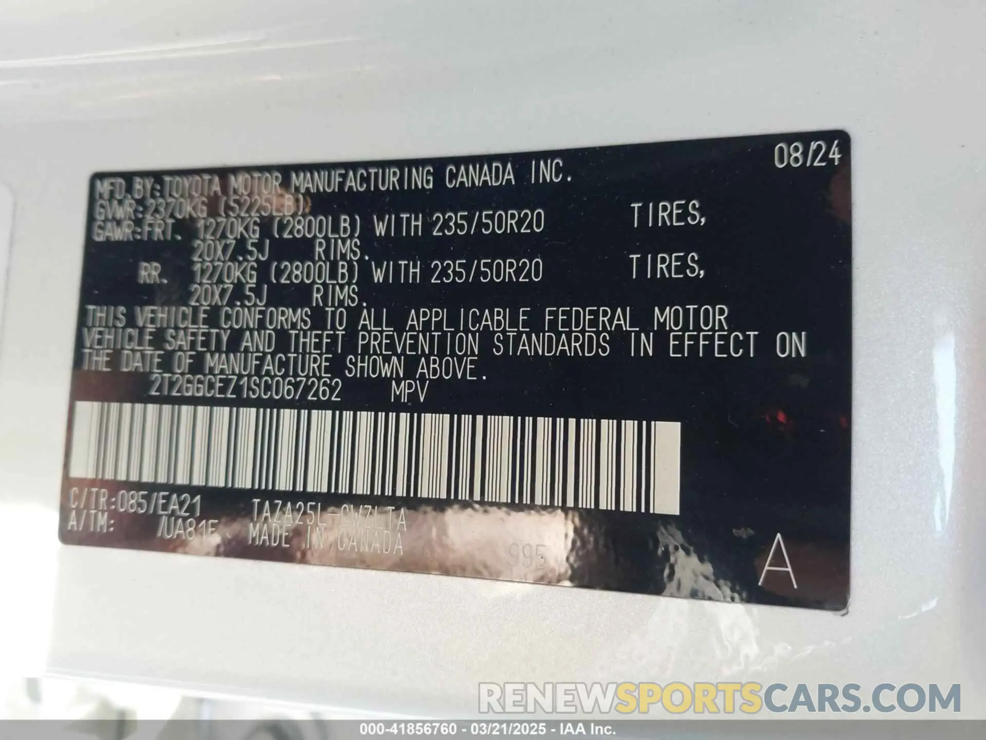 9 fotografías del automóvil dañado 2T2GGCEZ1SC067262 LEXUS NX 350 2025