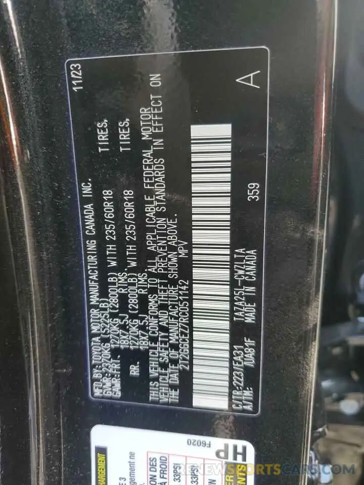 13 fotografías del automóvil dañado 2T2GGCEZ7RC051142 LEXUS NX 350 PRE 2024