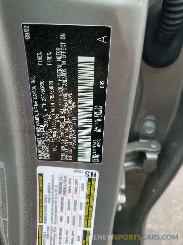 14 fotografías del automóvil dañado 2T2GKCEZ4NC008144 LEXUS NX 350H 2022